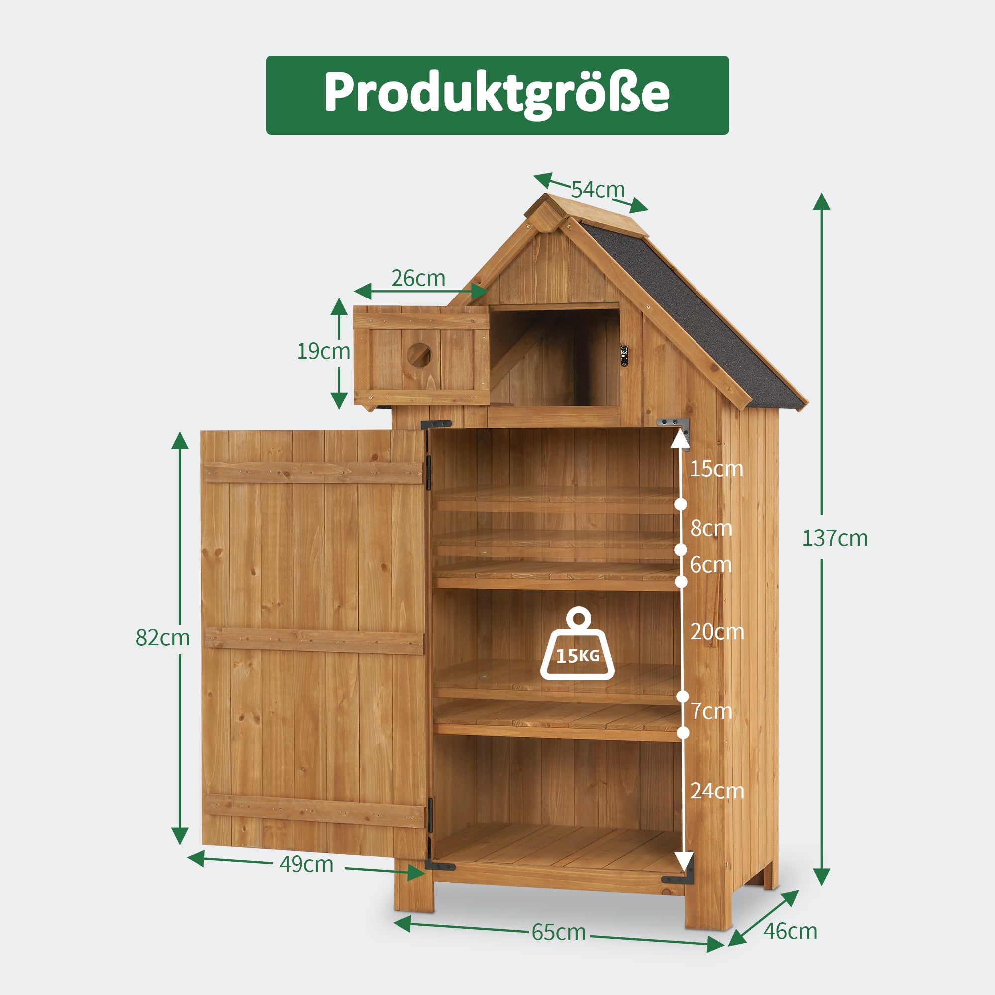 Houten Tuinkast Klein, Outdoor Tuinhuisje, weerbestendig, voor balkon & terras – foto 4