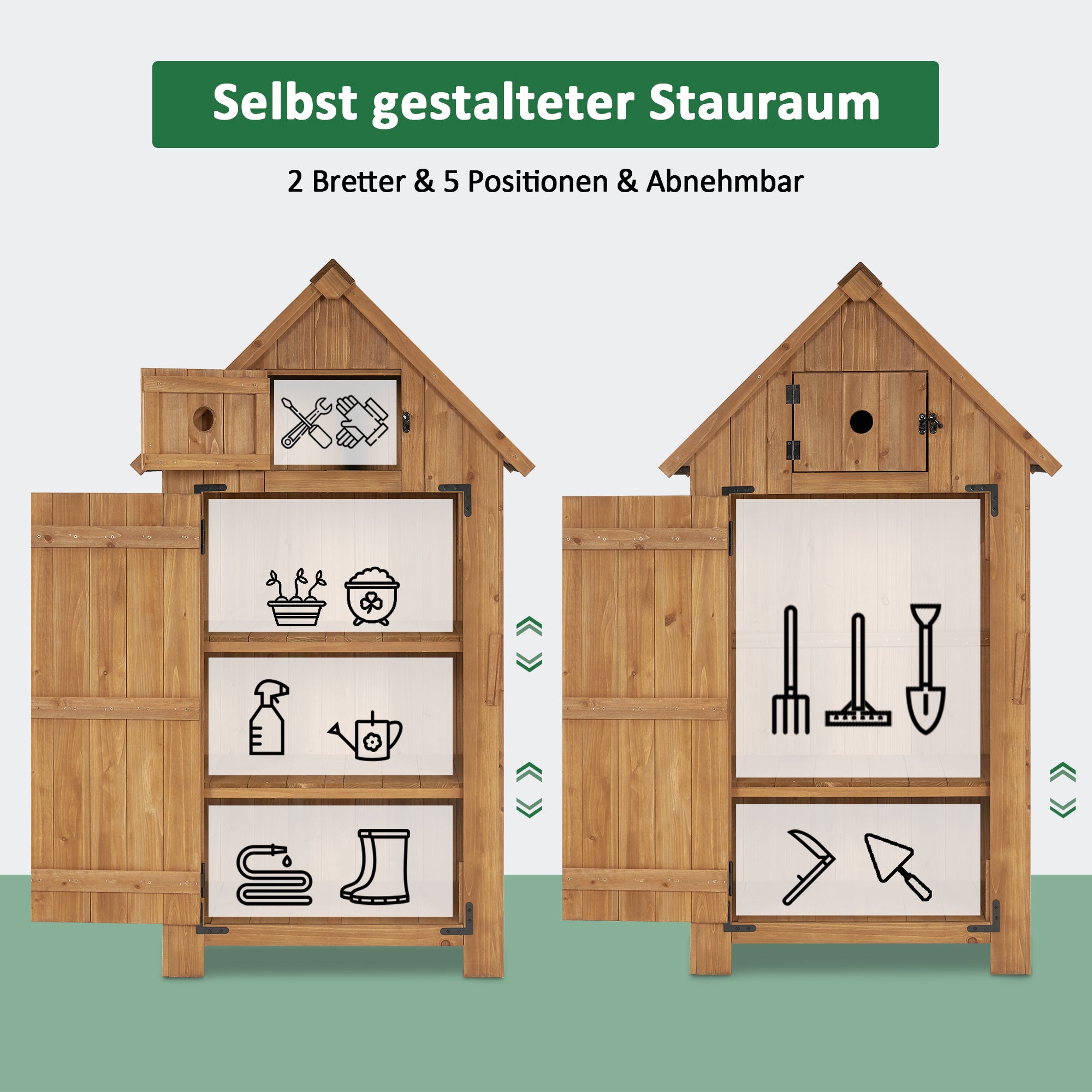 Houten Tuinkast Klein, Outdoor Tuinhuisje, weerbestendig, voor balkon & terras – foto 5