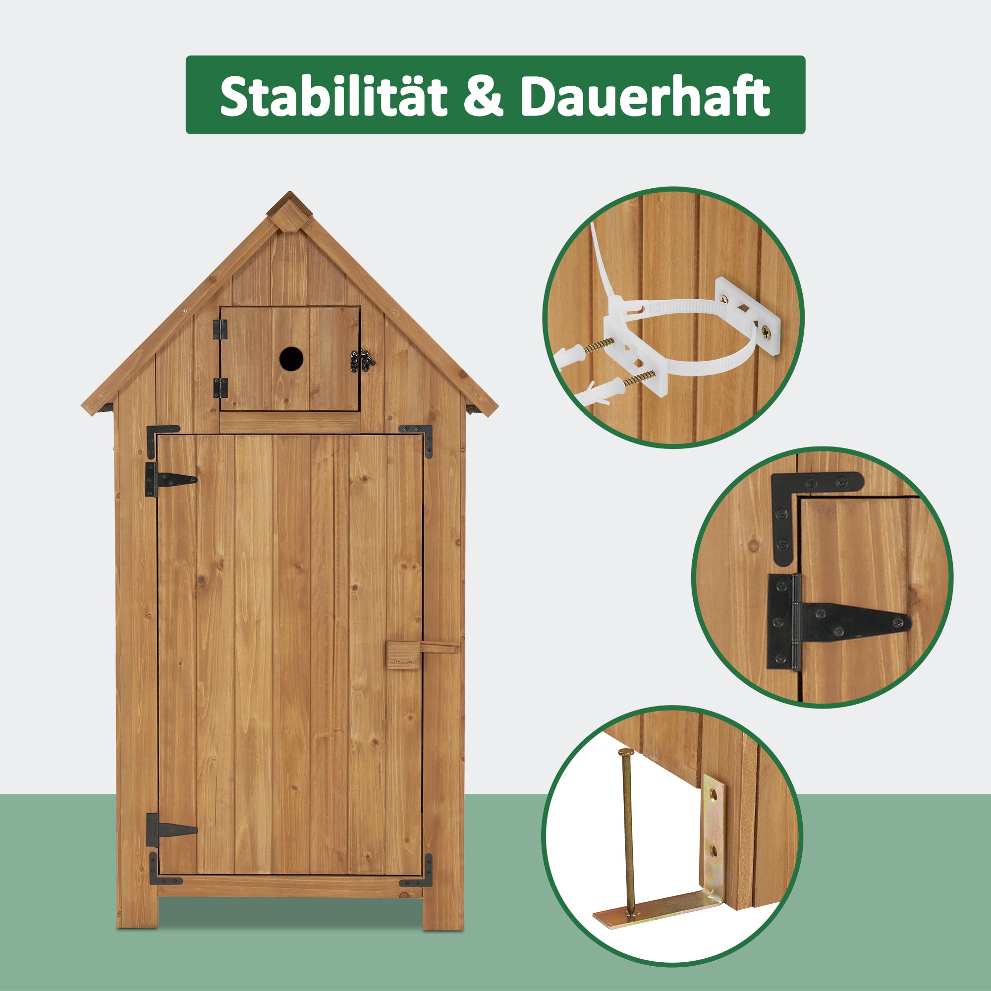 Houten Tuinkast Klein, Outdoor Tuinhuisje, weerbestendig, voor balkon & terras – foto 7