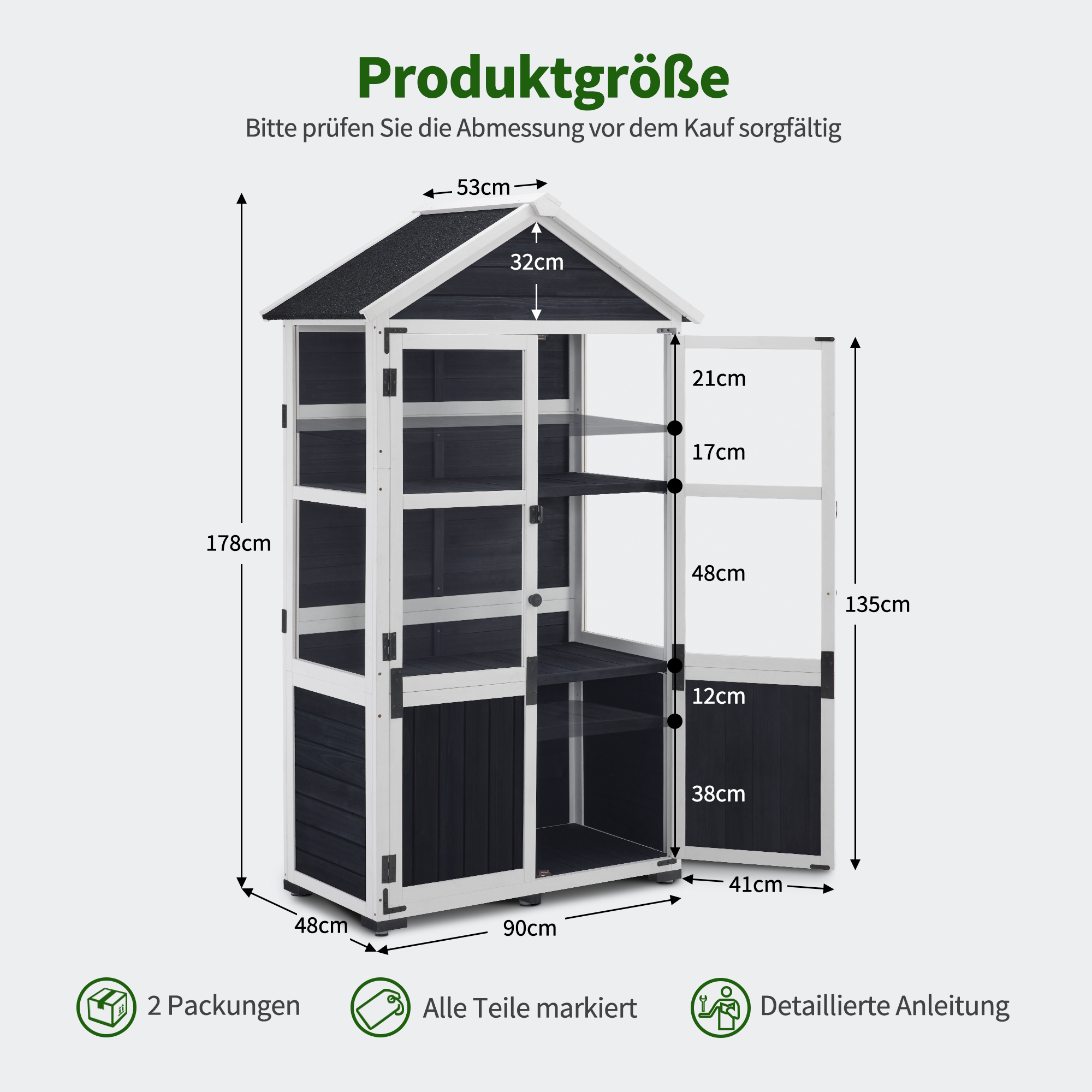 Kleine Houten Tuinkast, Weerbestendig Tuinhuisje voor Balkon & Terras – foto 11