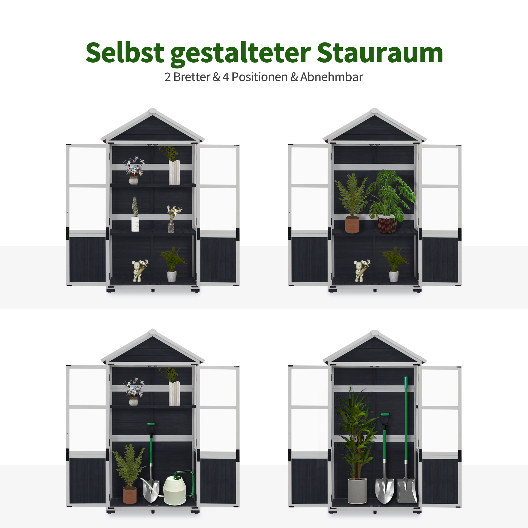 Kleine Houten Tuinkast, Weerbestendig Tuinhuisje voor Balkon & Terras – foto 12