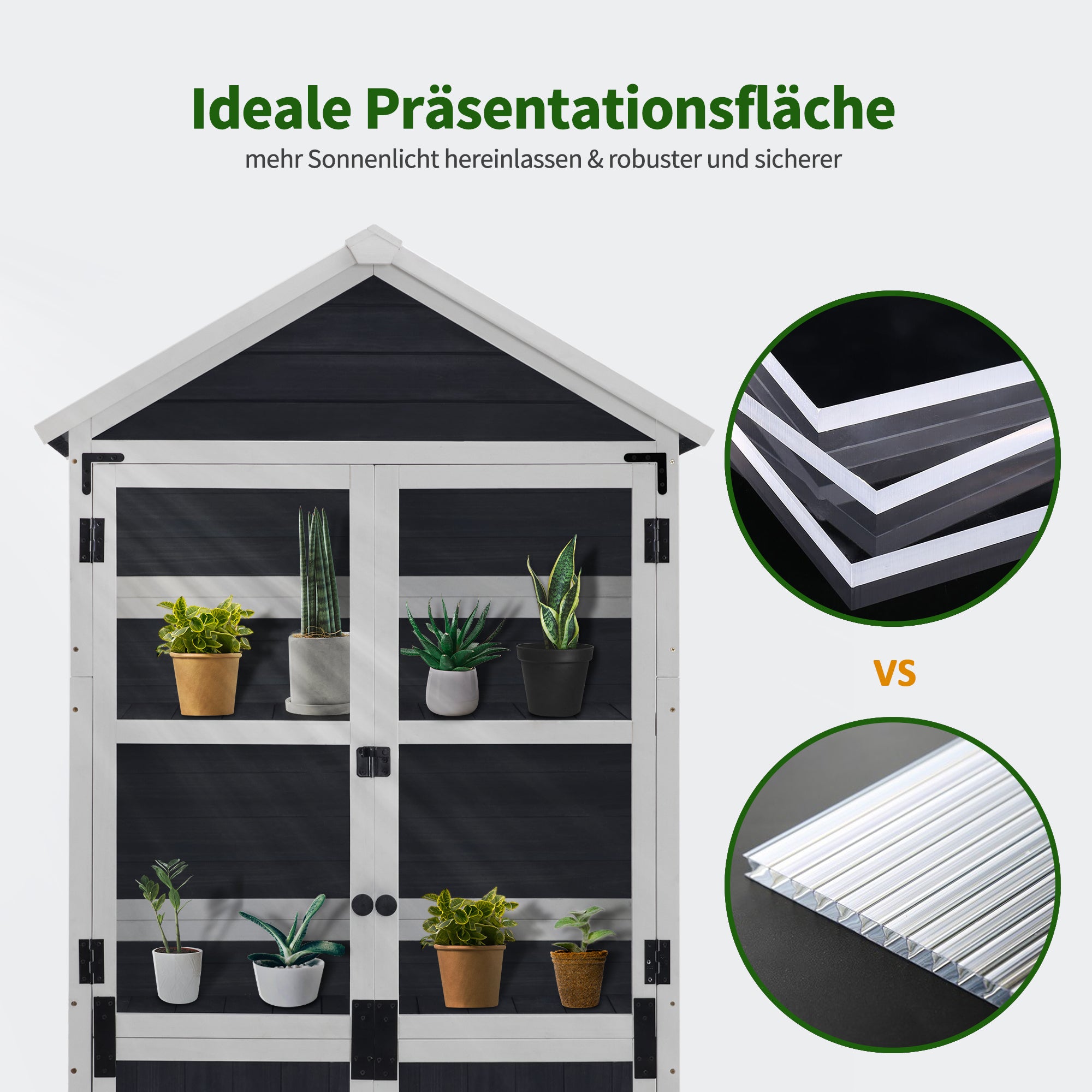 Kleine Houten Tuinkast, Weerbestendig Tuinhuisje voor Balkon & Terras – foto 13