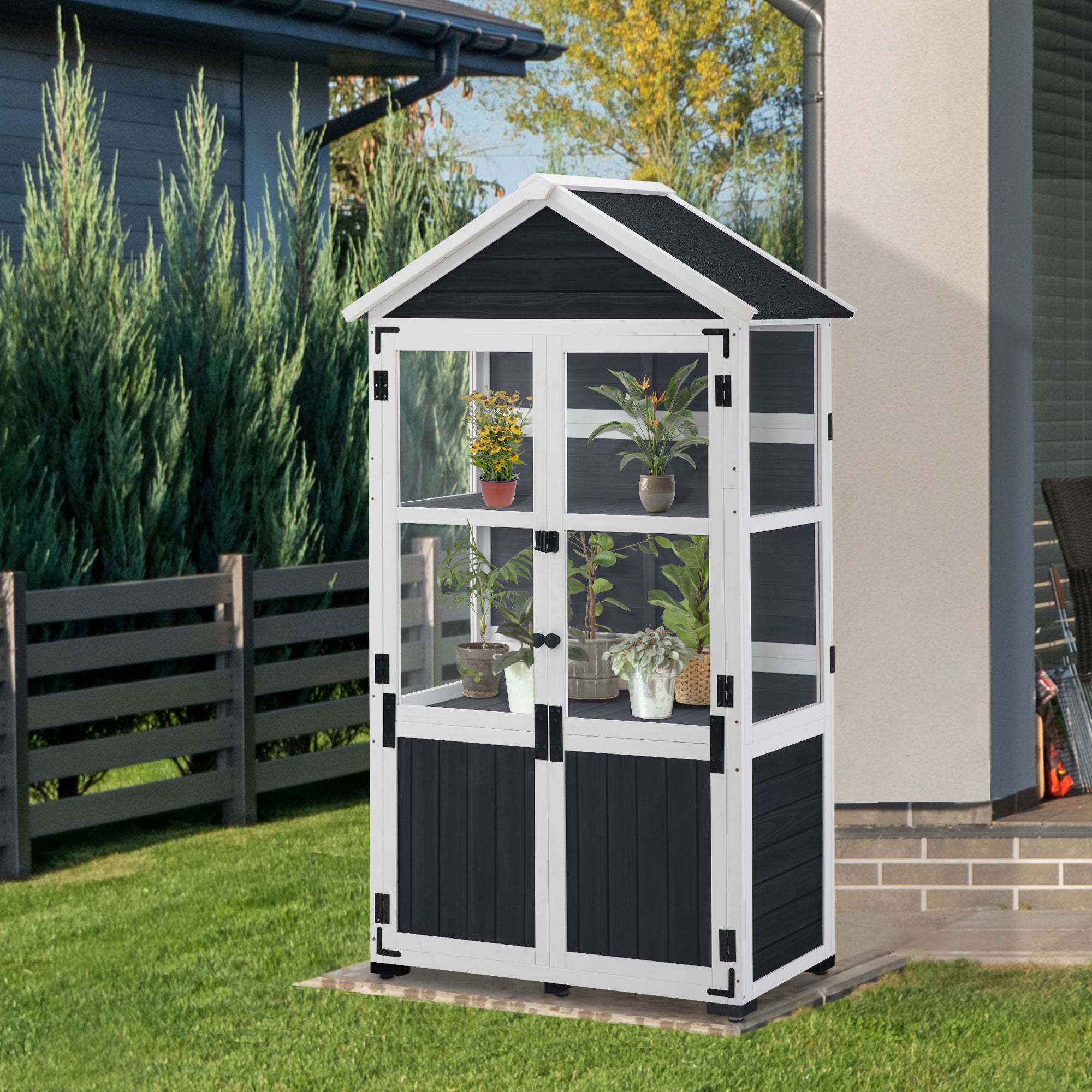 Kleine Houten Tuinkast, Weerbestendig Tuinhuisje voor Balkon & Terras – foto 16