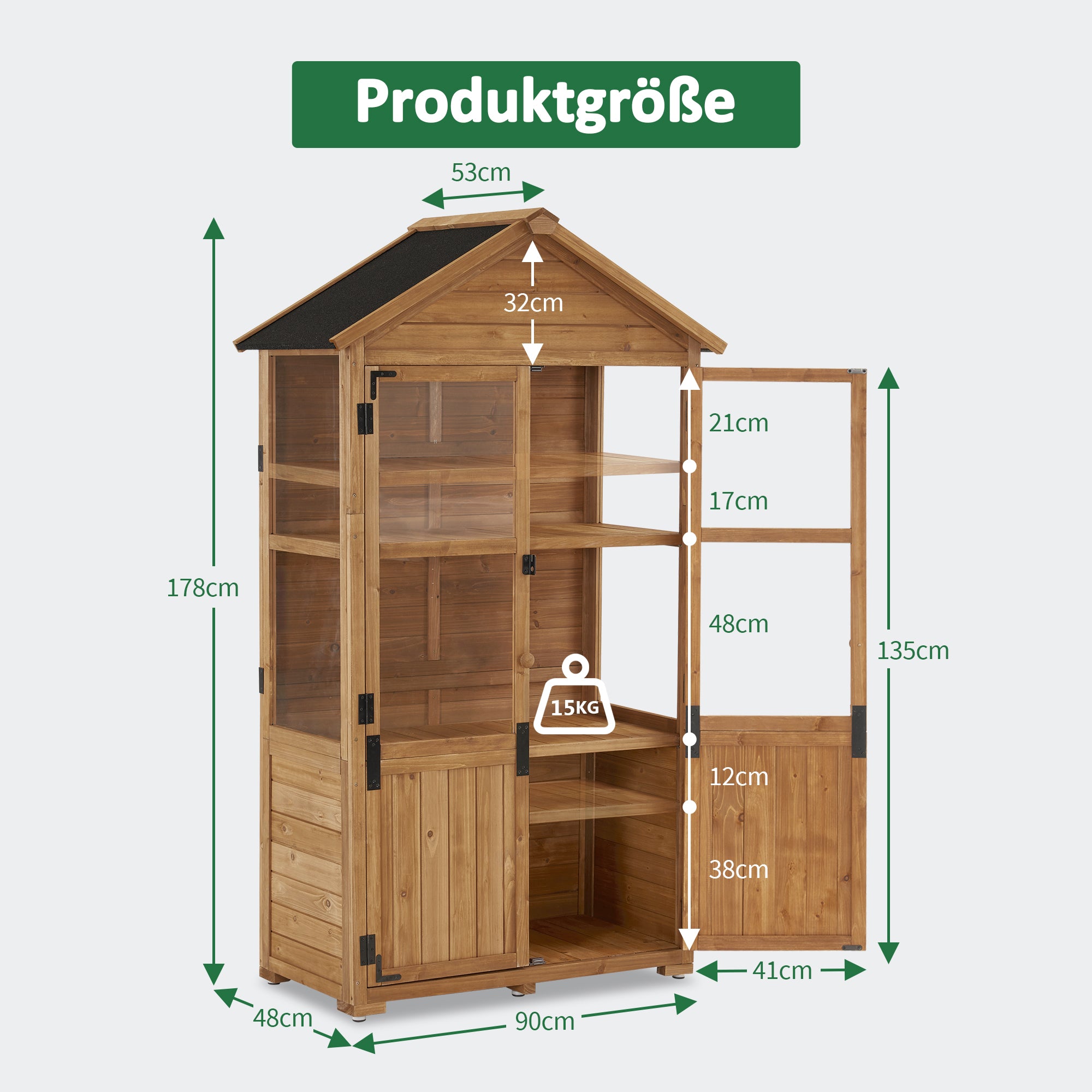 Kleine Houten Tuinkast, Weerbestendig Tuinhuisje voor Balkon & Terras – foto 3
