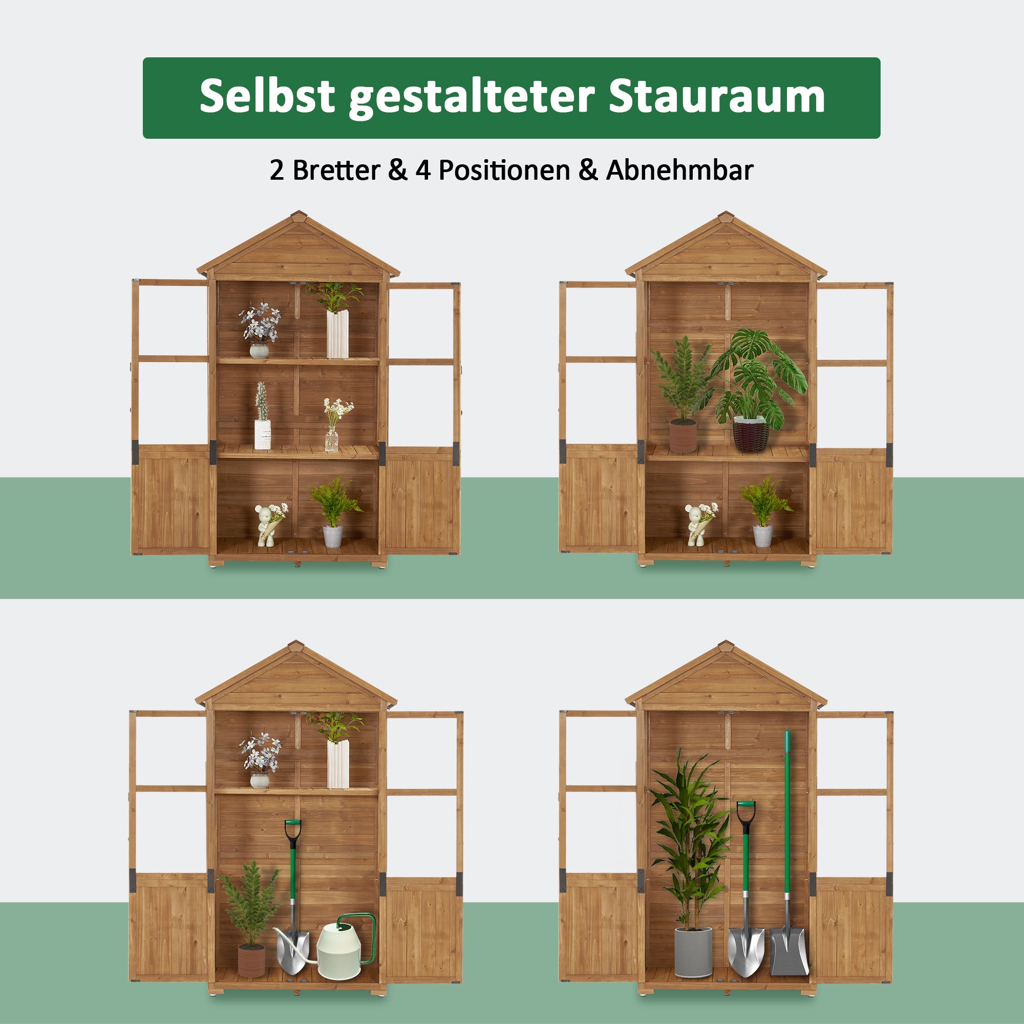 Kleine Houten Tuinkast, Weerbestendig Tuinhuisje voor Balkon & Terras – foto 4