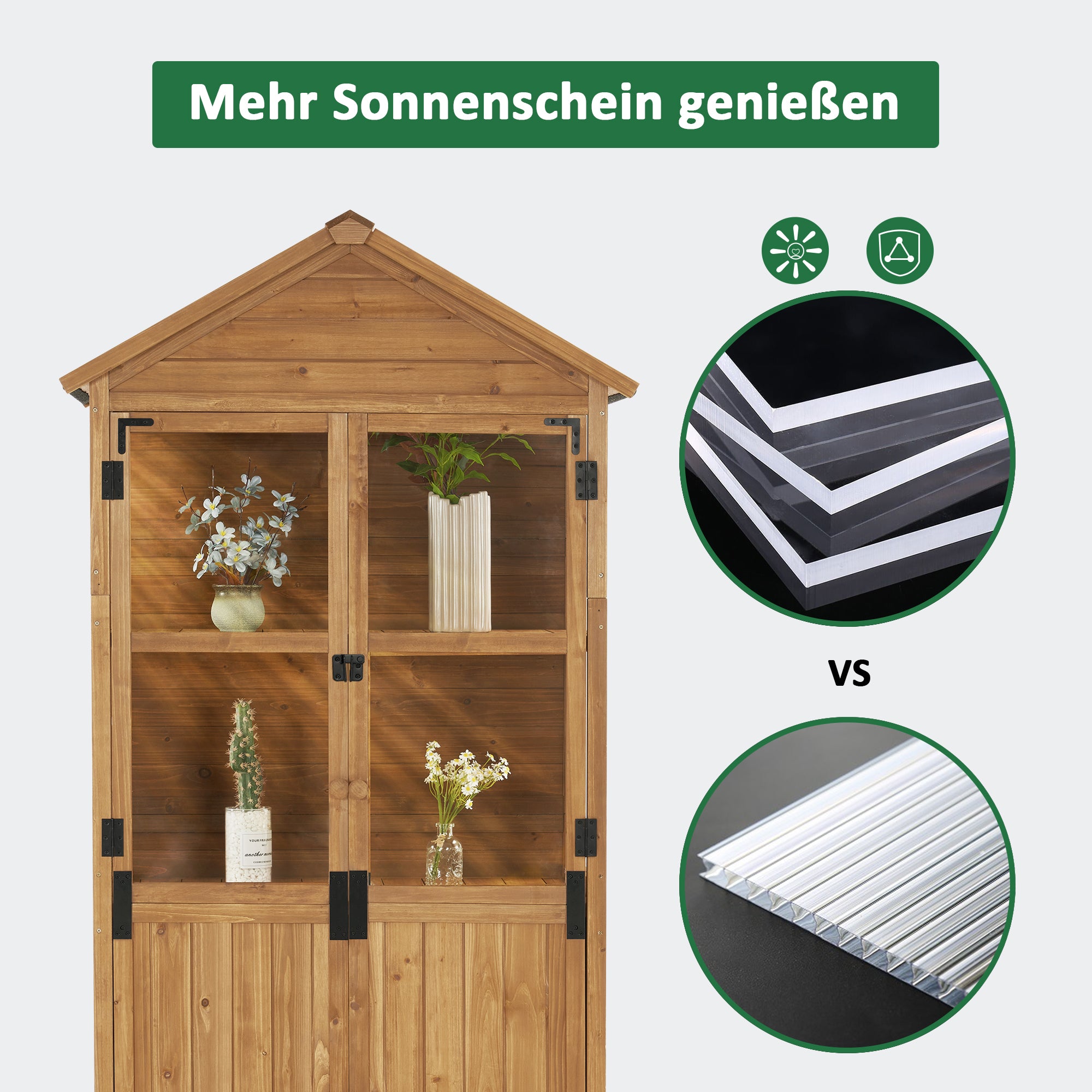 Kleine Houten Tuinkast, Weerbestendig Tuinhuisje voor Balkon & Terras – foto 5