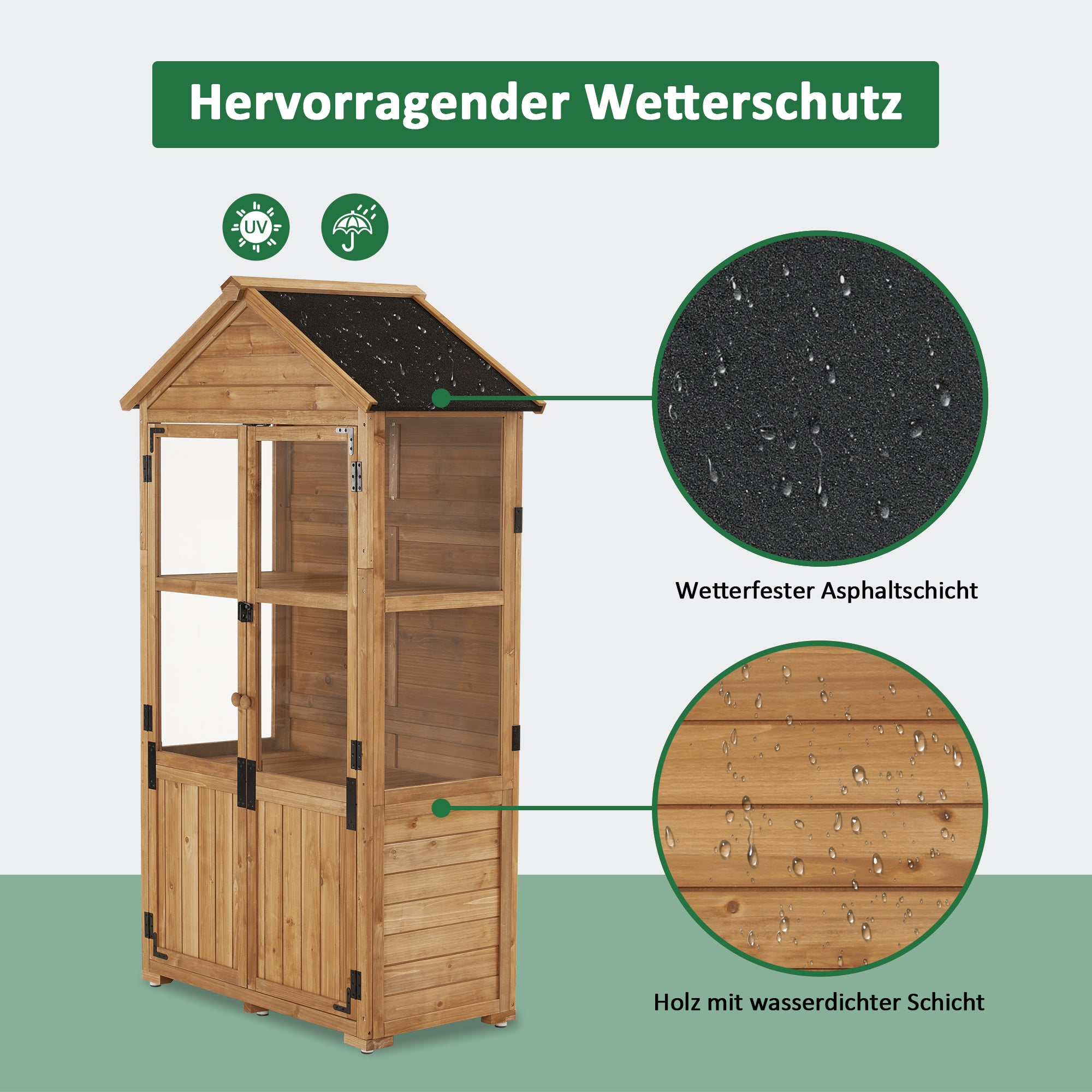 Kleine Houten Tuinkast, Weerbestendig Tuinhuisje voor Balkon & Terras – foto 6