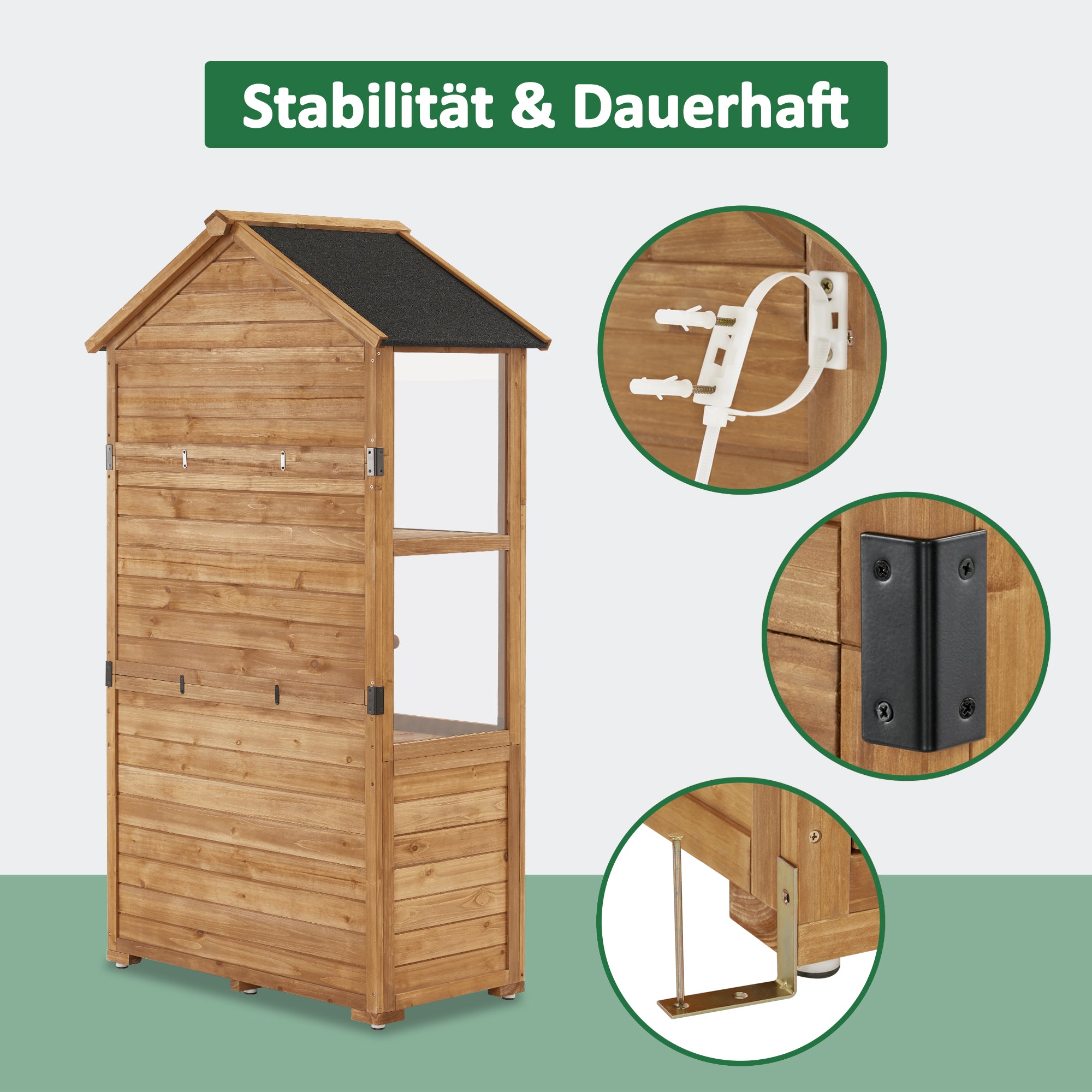 Kleine Houten Tuinkast, Weerbestendig Tuinhuisje voor Balkon & Terras – foto 7