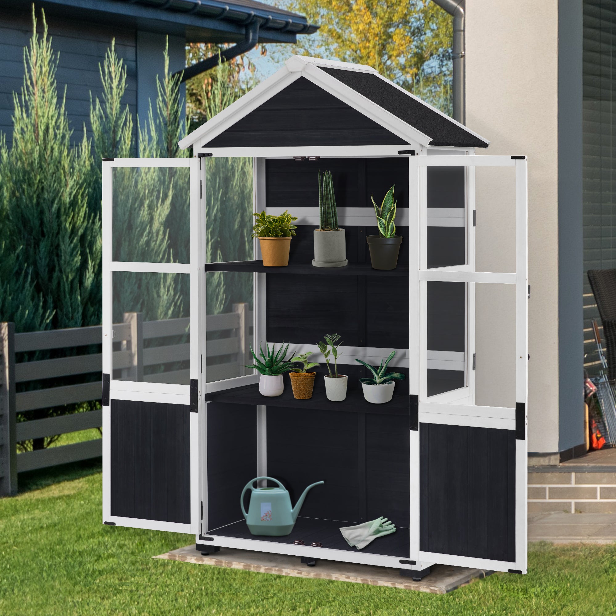 Kleine Houten Tuinkast, Weerbestendig Tuinhuisje voor Balkon & Terras – foto 10