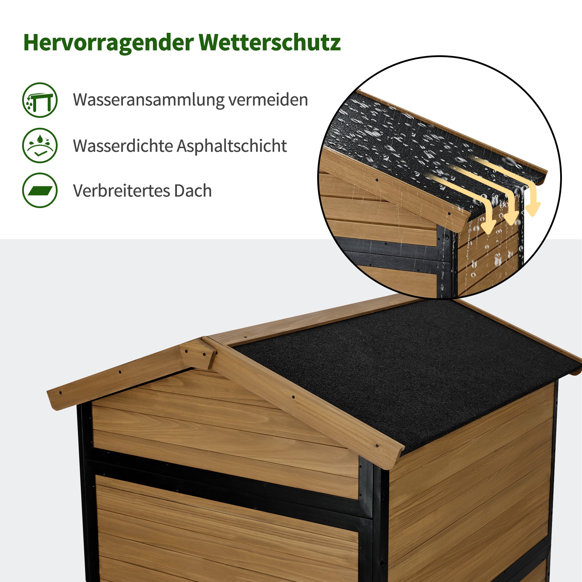 Houten Tuingkast met Metalen Frame, 3 Planken, Weerbestendig (Natuur) – foto 9