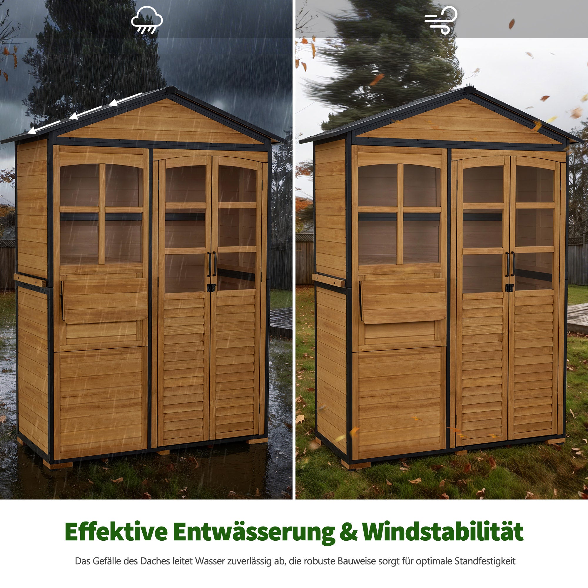 Tuinkast hout met metalen frame, 3 planken, weerbestendig, buitenopslag, 0937 – foto 5