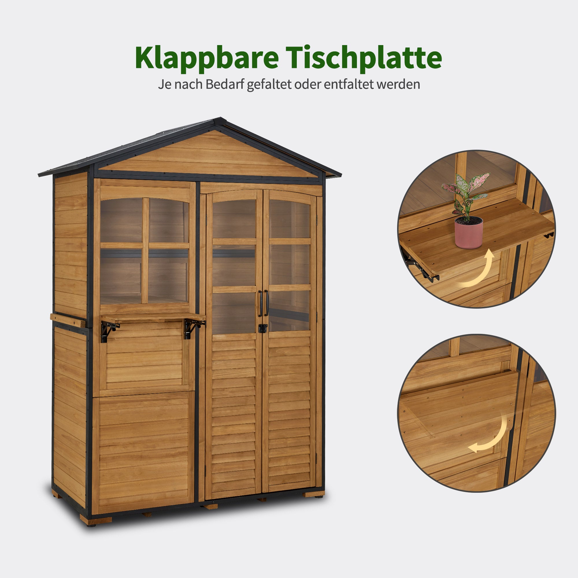 Tuinkast hout met metalen frame, 3 planken, weerbestendig, buitenopslag, 0937 – foto 6