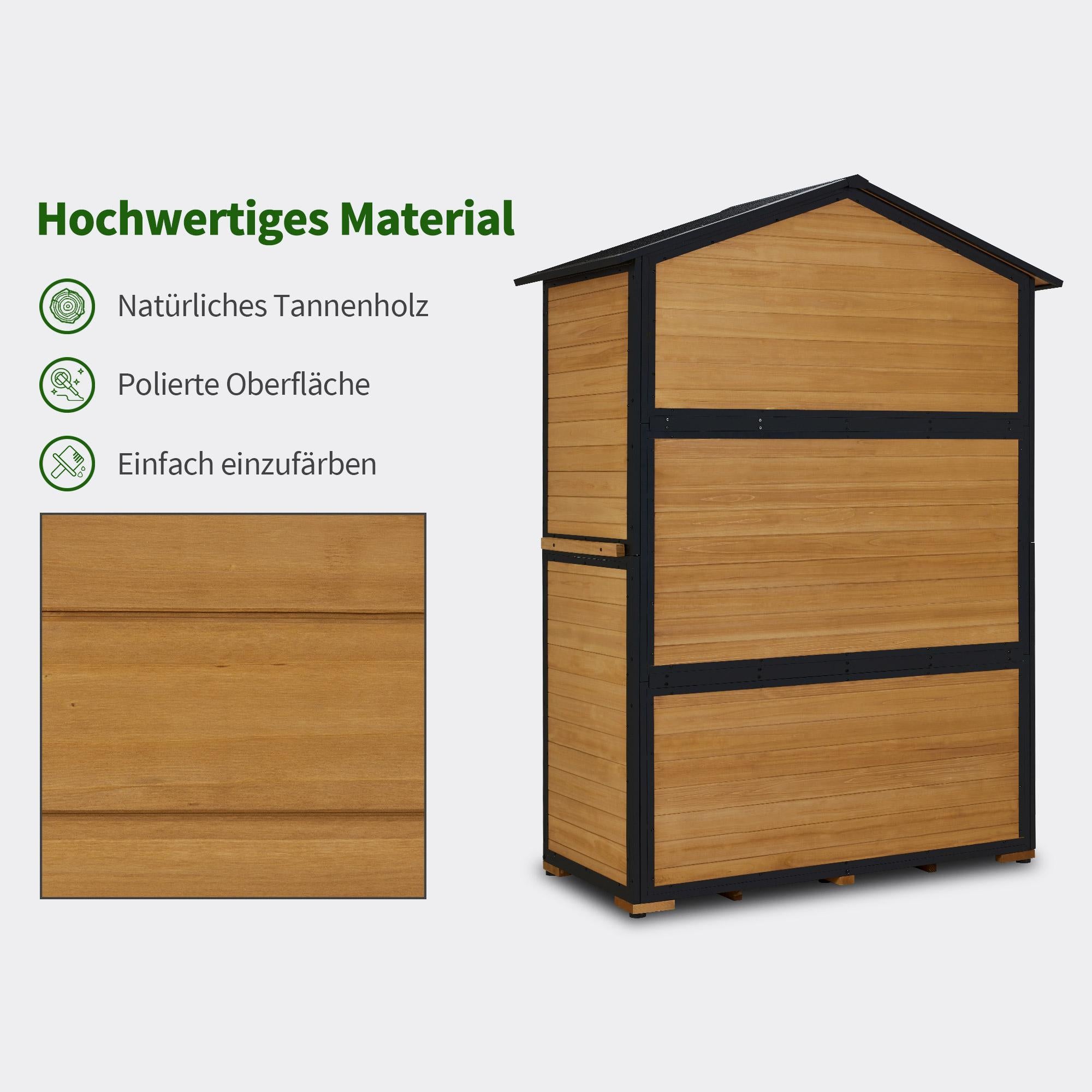 Tuinkast hout met metalen frame, 3 planken, weerbestendig, buitenopslag, 0937 – foto 9