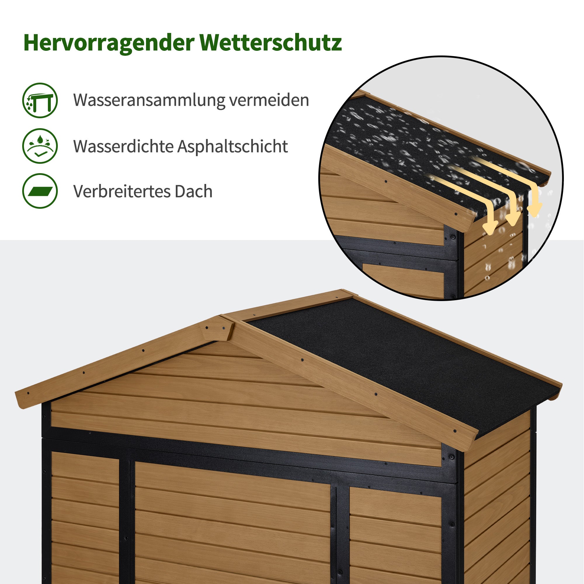 Houten Tuingkast met Metalen Frame, 6 Planken, Weerbestendig (Natuur) – foto 8