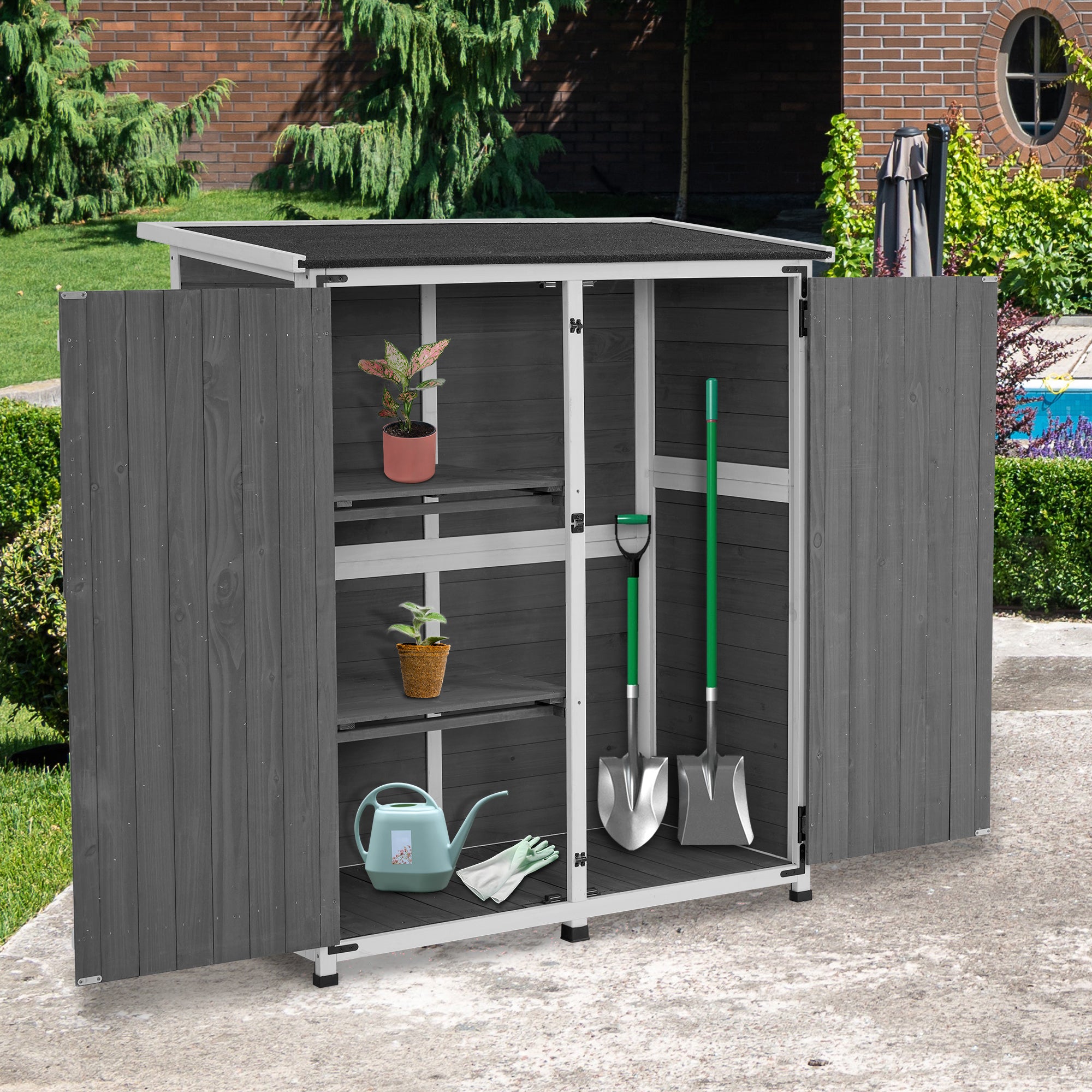 Houten Gartenschrank, weerbestendig, klein tuinhuisje, voor buiten, balkon & terras – foto 11