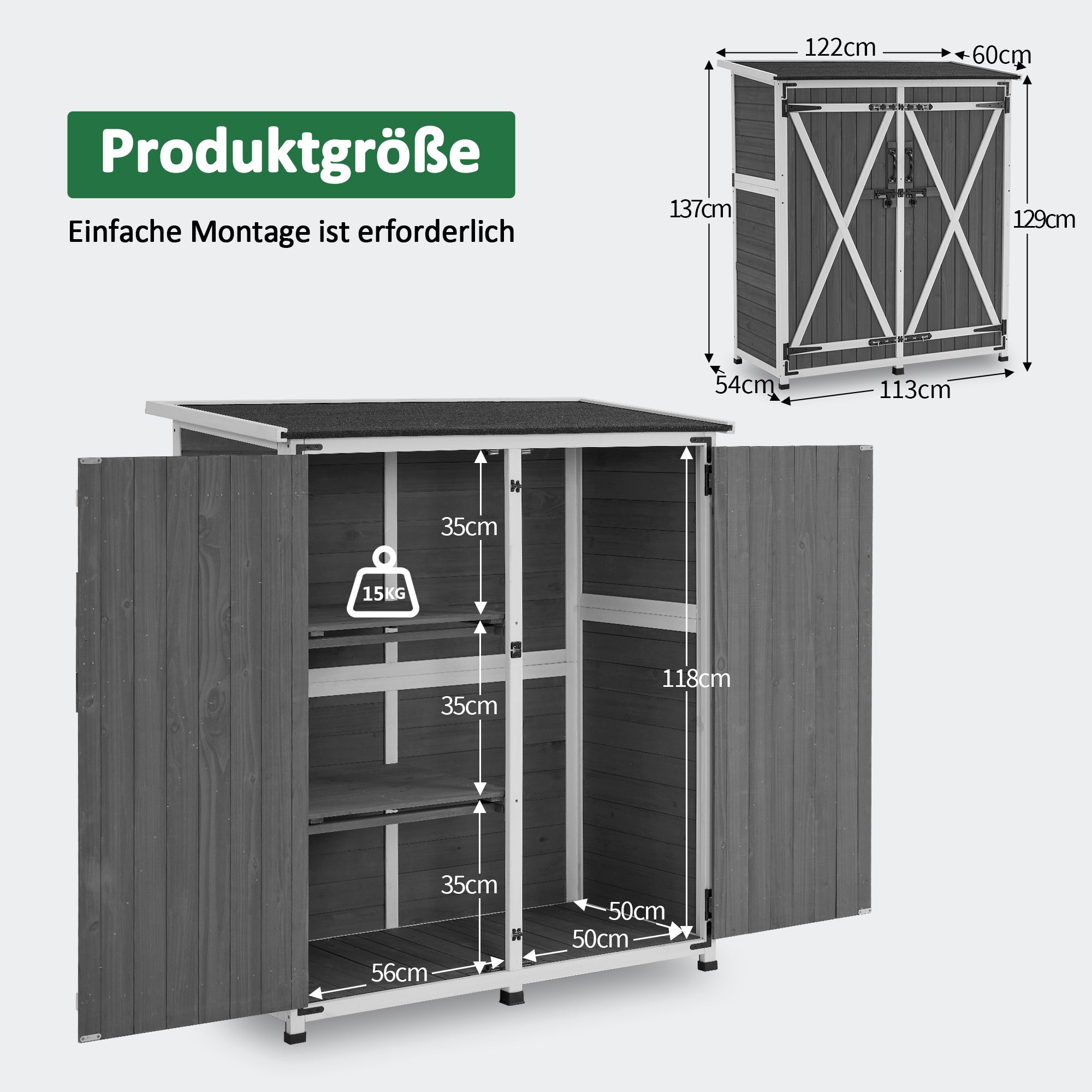 Houten Gartenschrank, weerbestendig, klein tuinhuisje, voor buiten, balkon & terras – foto 12