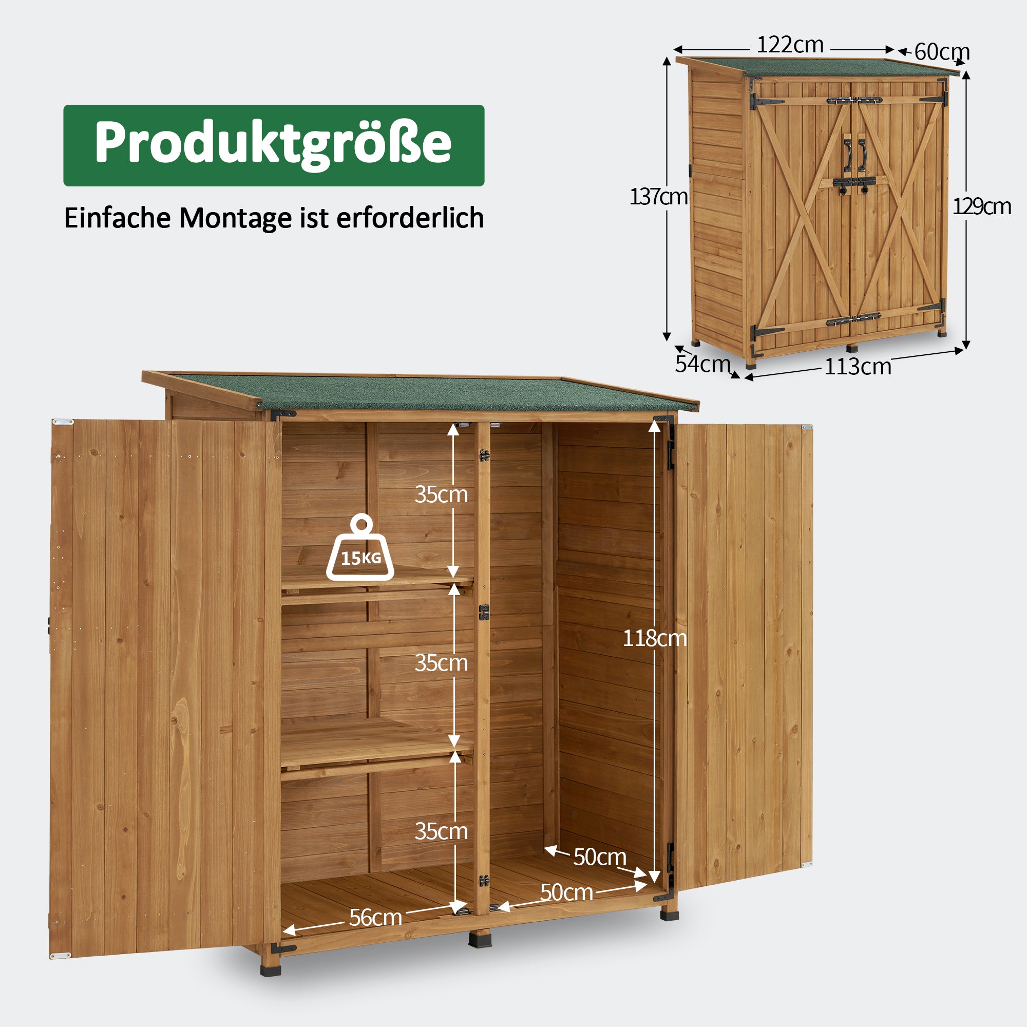 Houten Gartenschrank, weerbestendig, klein tuinhuisje, voor buiten, balkon & terras – foto 4