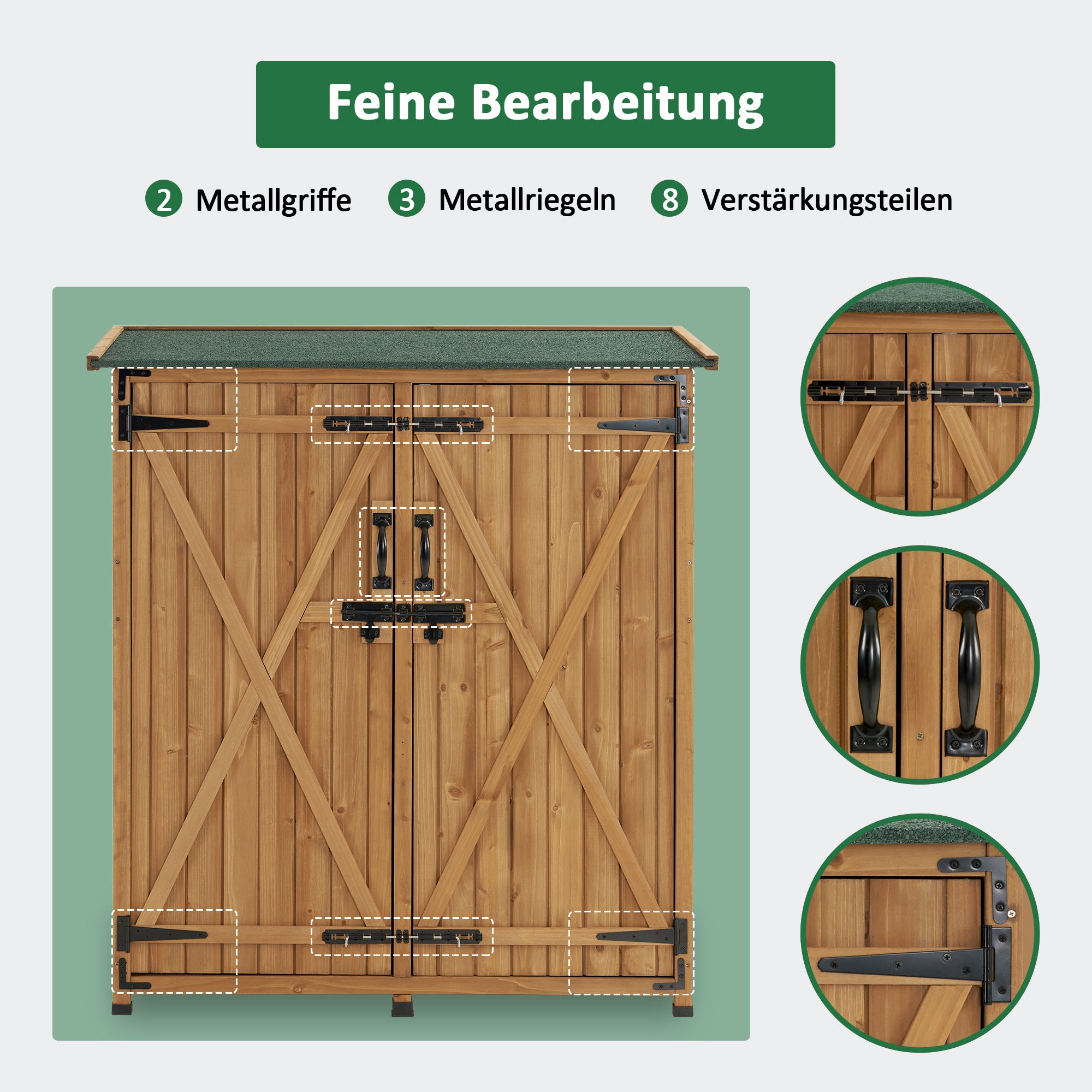 Houten Gartenschrank, weerbestendig, klein tuinhuisje, voor buiten, balkon & terras – foto 6
