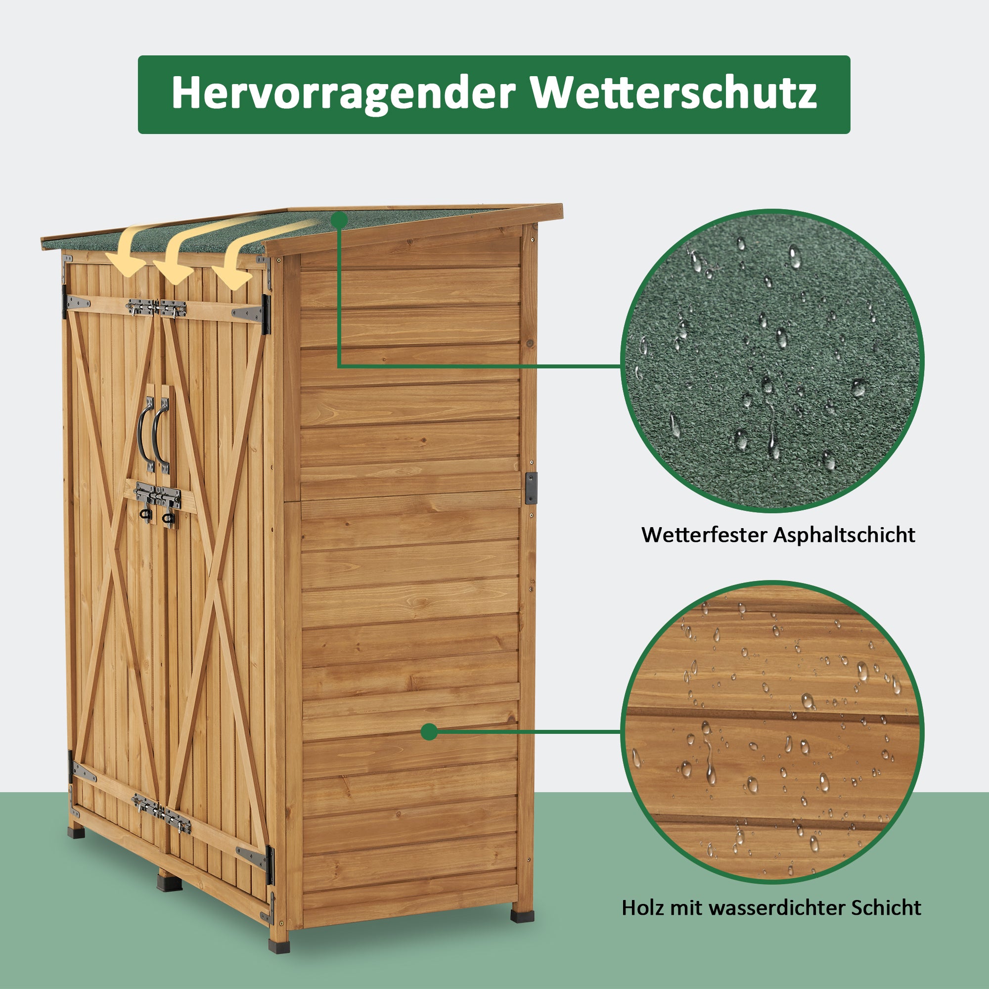 Houten Gartenschrank, weerbestendig, klein tuinhuisje, voor buiten, balkon & terras – foto 7