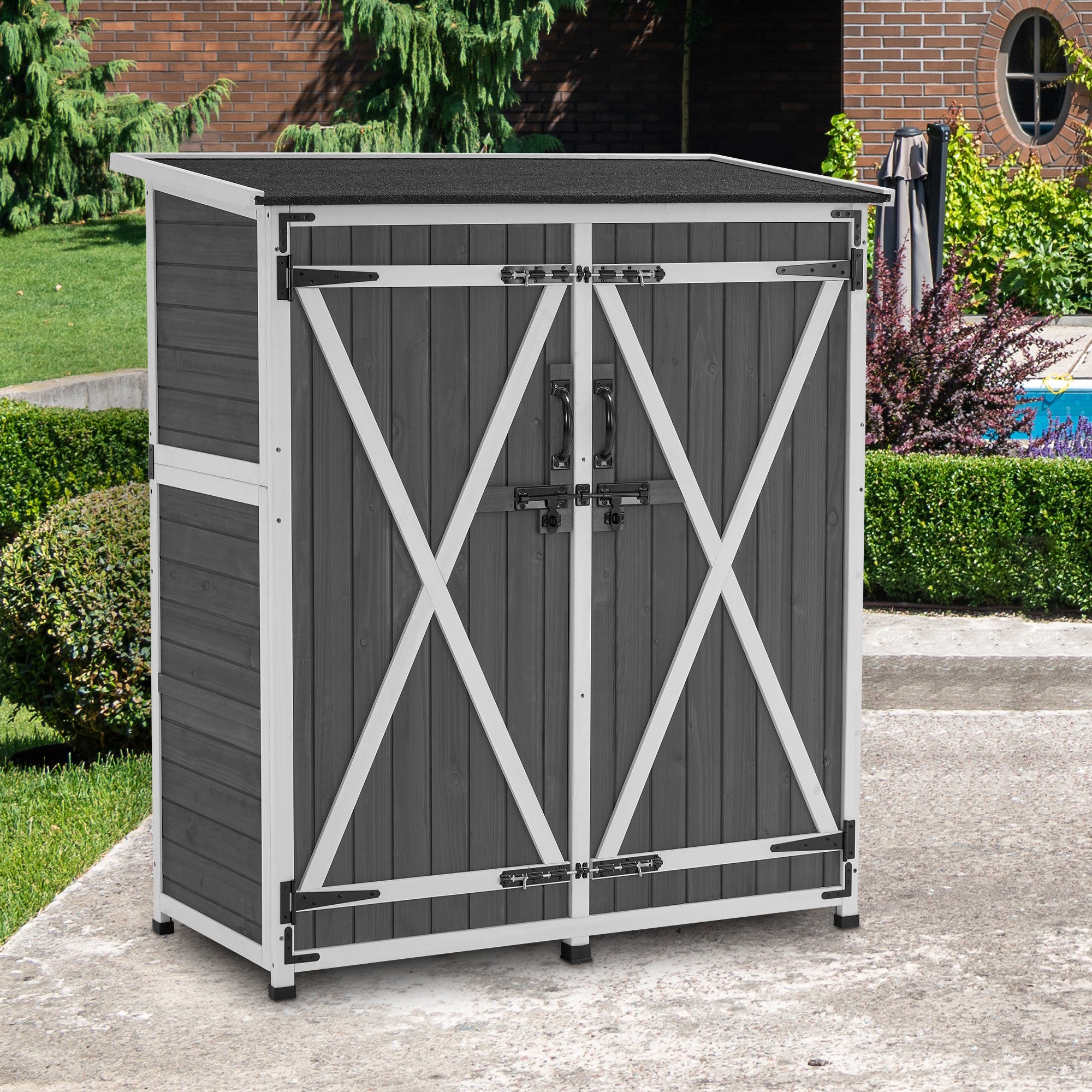 Houten Gartenschrank, weerbestendig, klein tuinhuisje, voor buiten, balkon & terras – foto 10
