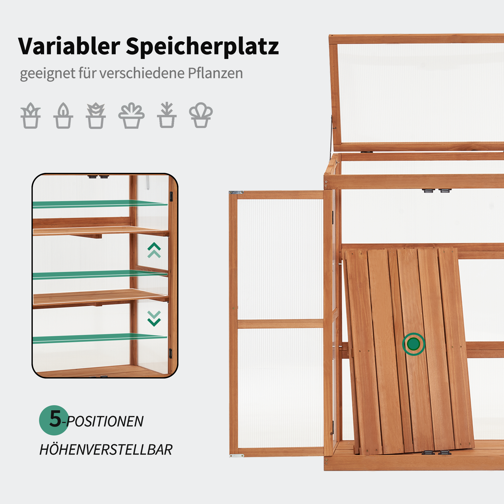 Houten Kweektafel/Koude Bak voor Balkon & Tuin, Klein Kasje voor Planten – foto 11