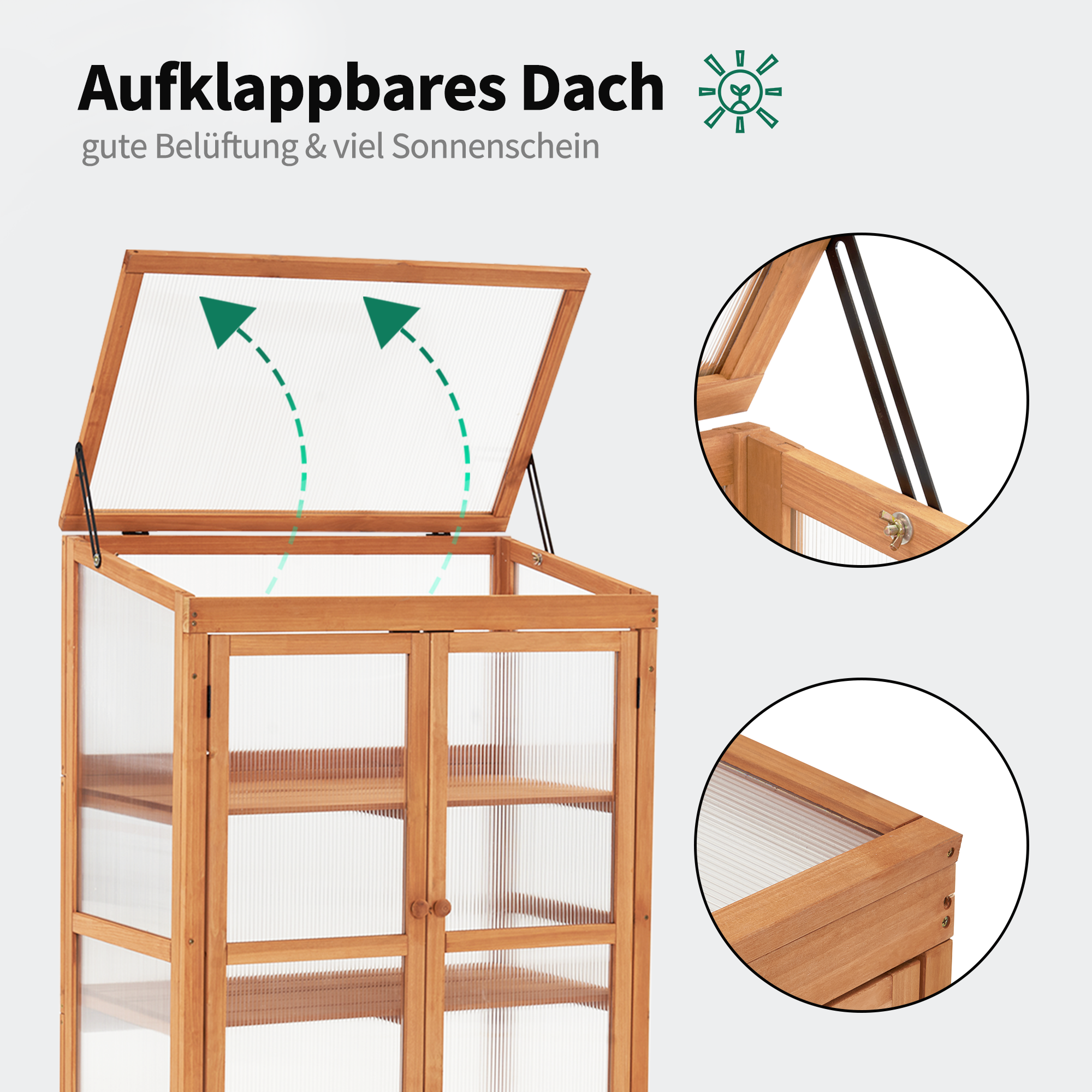 Houten Kweektafel/Koude Bak voor Balkon & Tuin, Klein Kasje voor Planten – foto 12