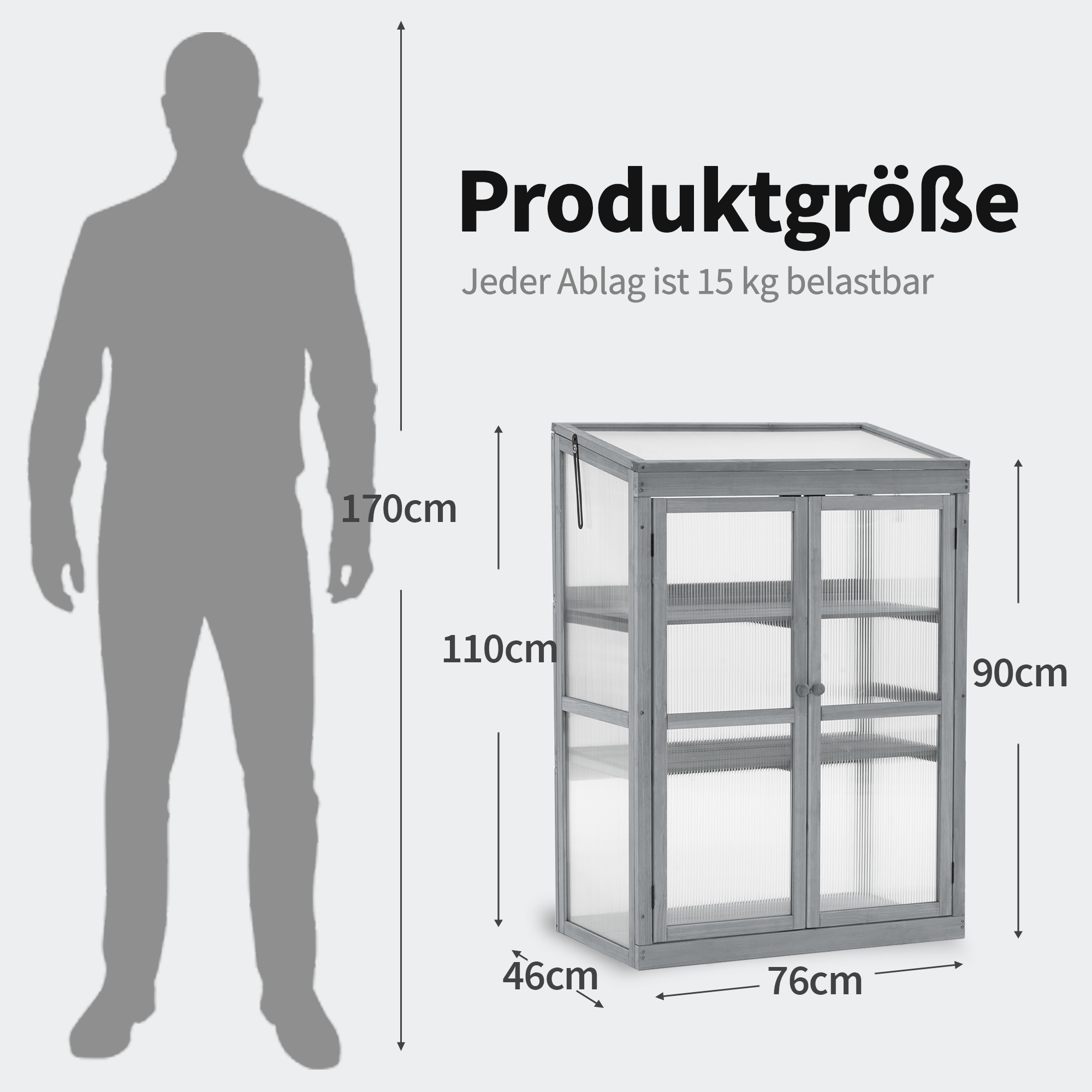 Houten Kweektafel/Koude Bak voor Balkon & Tuin, Klein Kasje voor Planten – foto 3