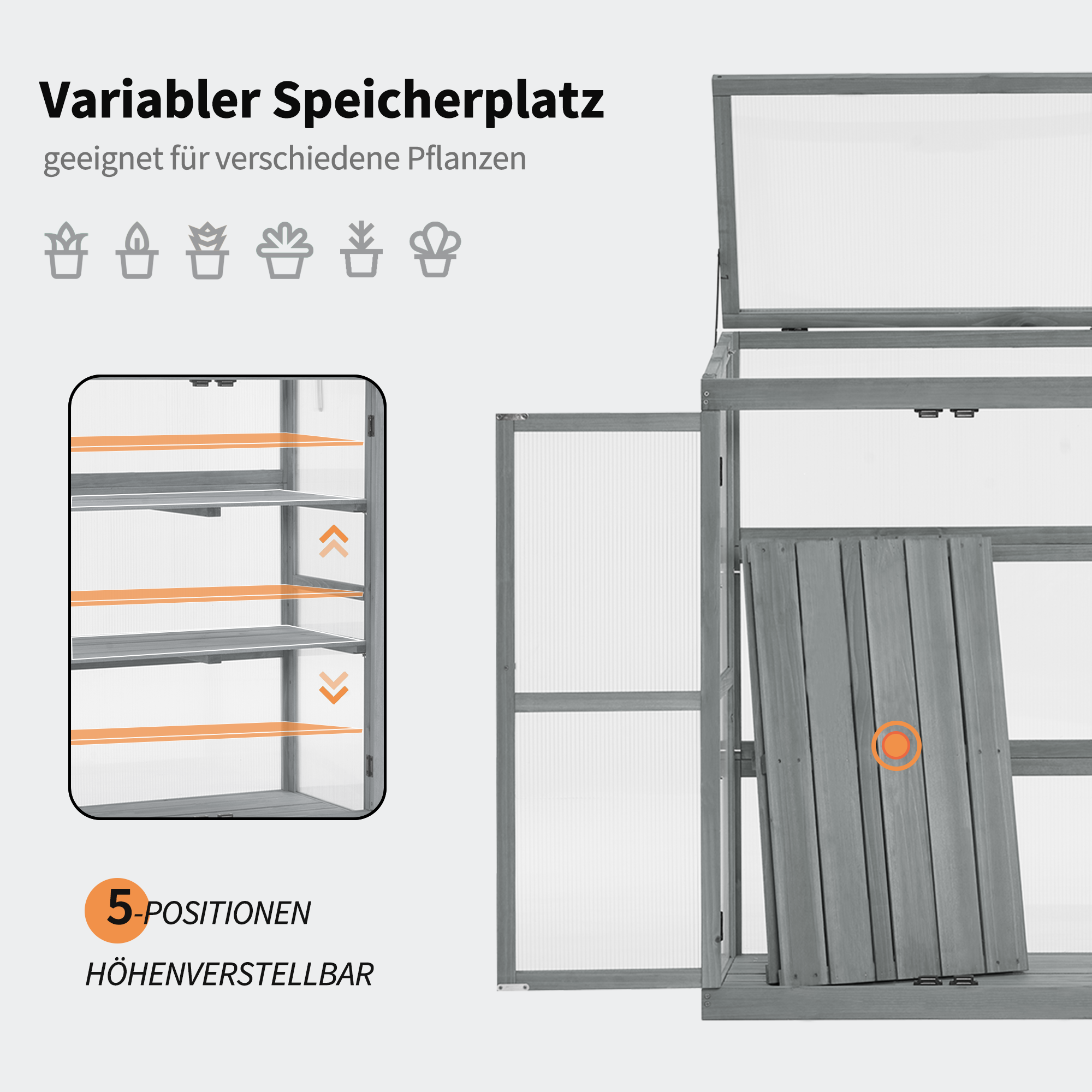 Houten Kweektafel/Koude Bak voor Balkon & Tuin, Klein Kasje voor Planten – foto 4