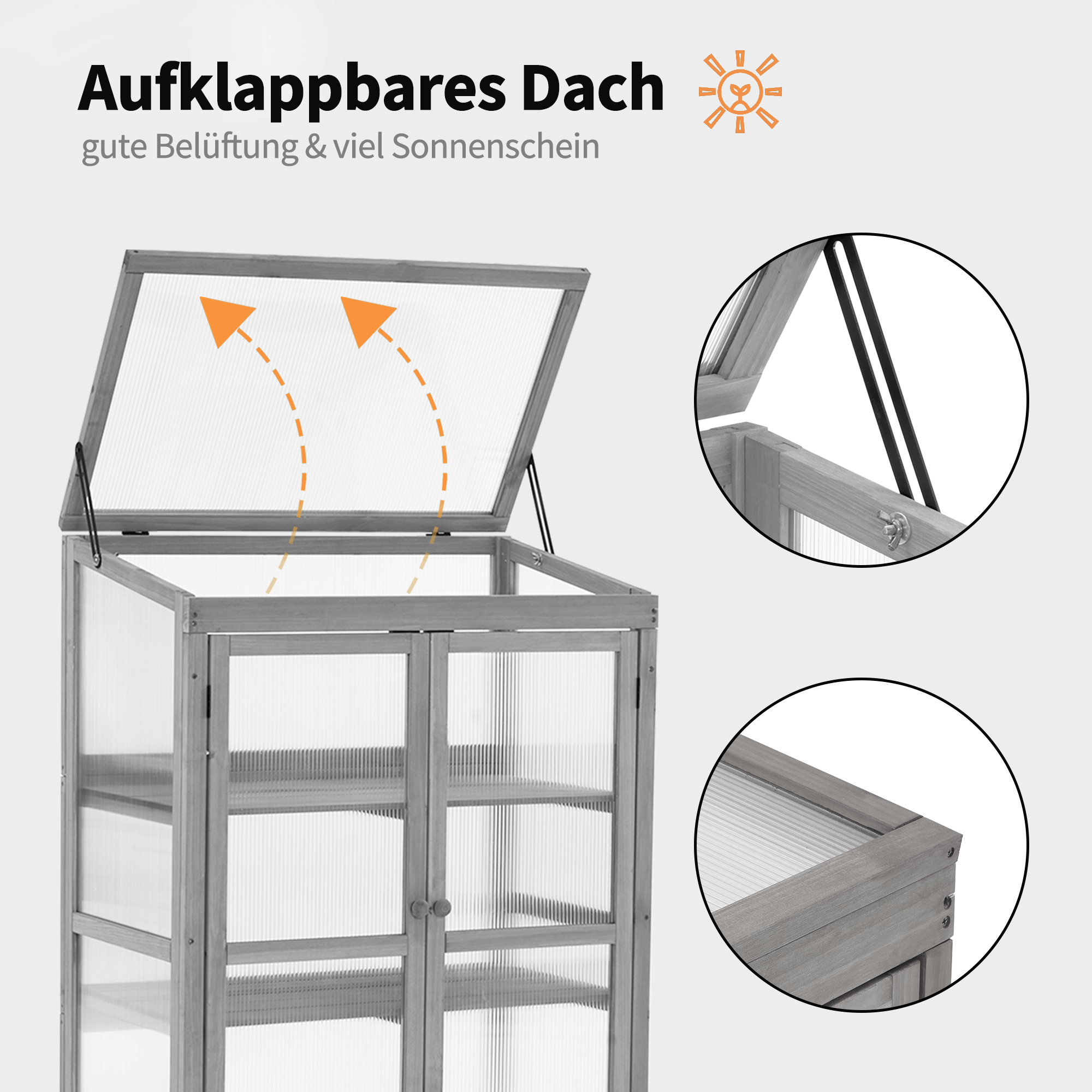 Houten Kweektafel/Koude Bak voor Balkon & Tuin, Klein Kasje voor Planten – foto 5