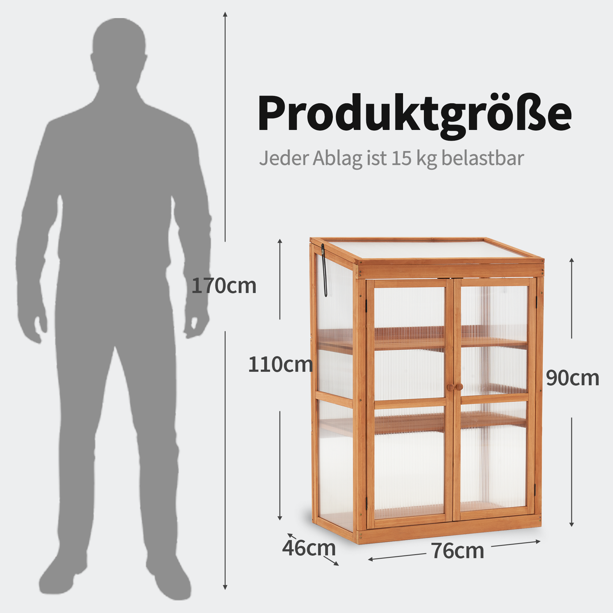 Houten Kweektafel/Koude Bak voor Balkon & Tuin, Klein Kasje voor Planten – foto 10