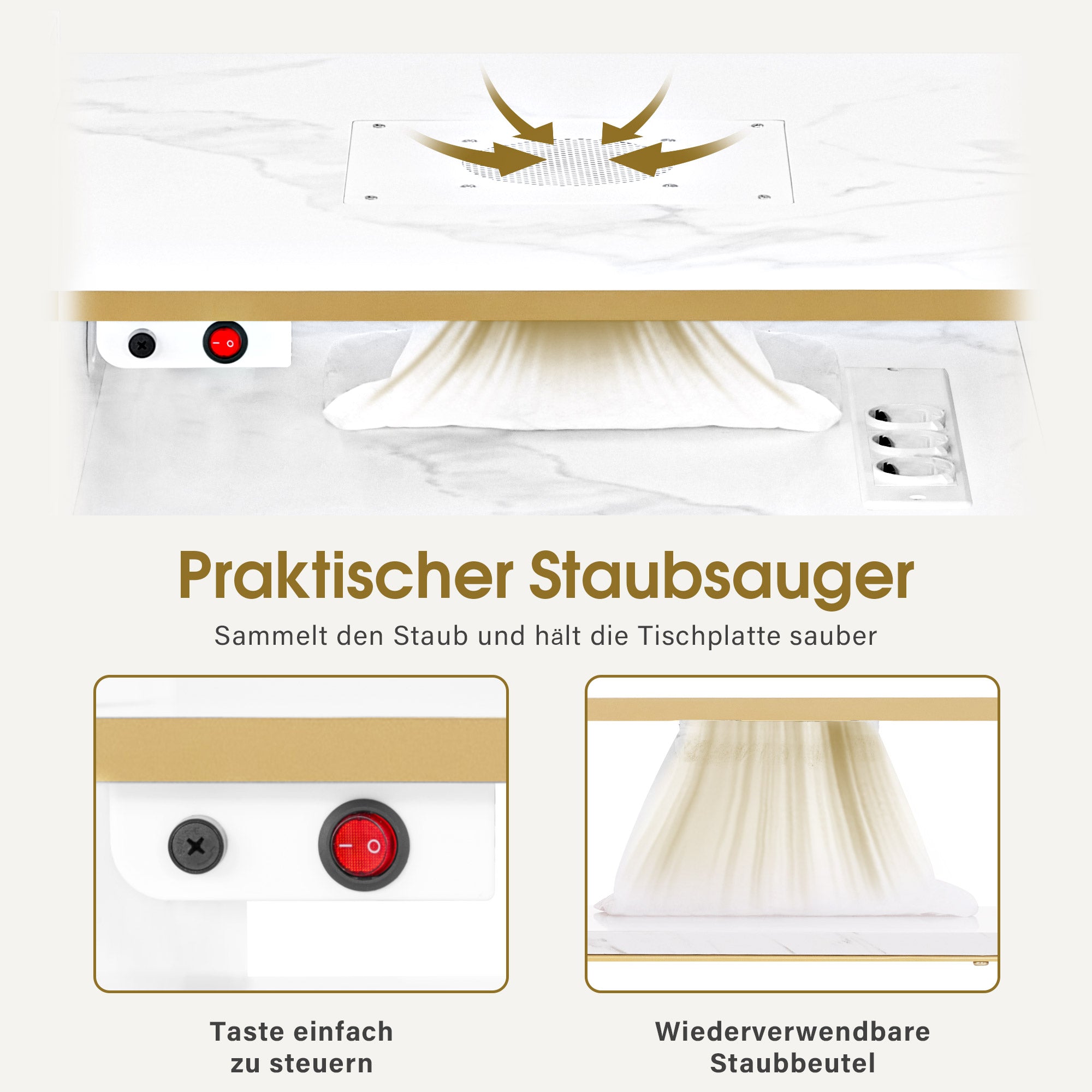 Manicuretafel met afzuiging, 4 lades, 1 rek, 5 opbergvakken, 2464 – foto 4