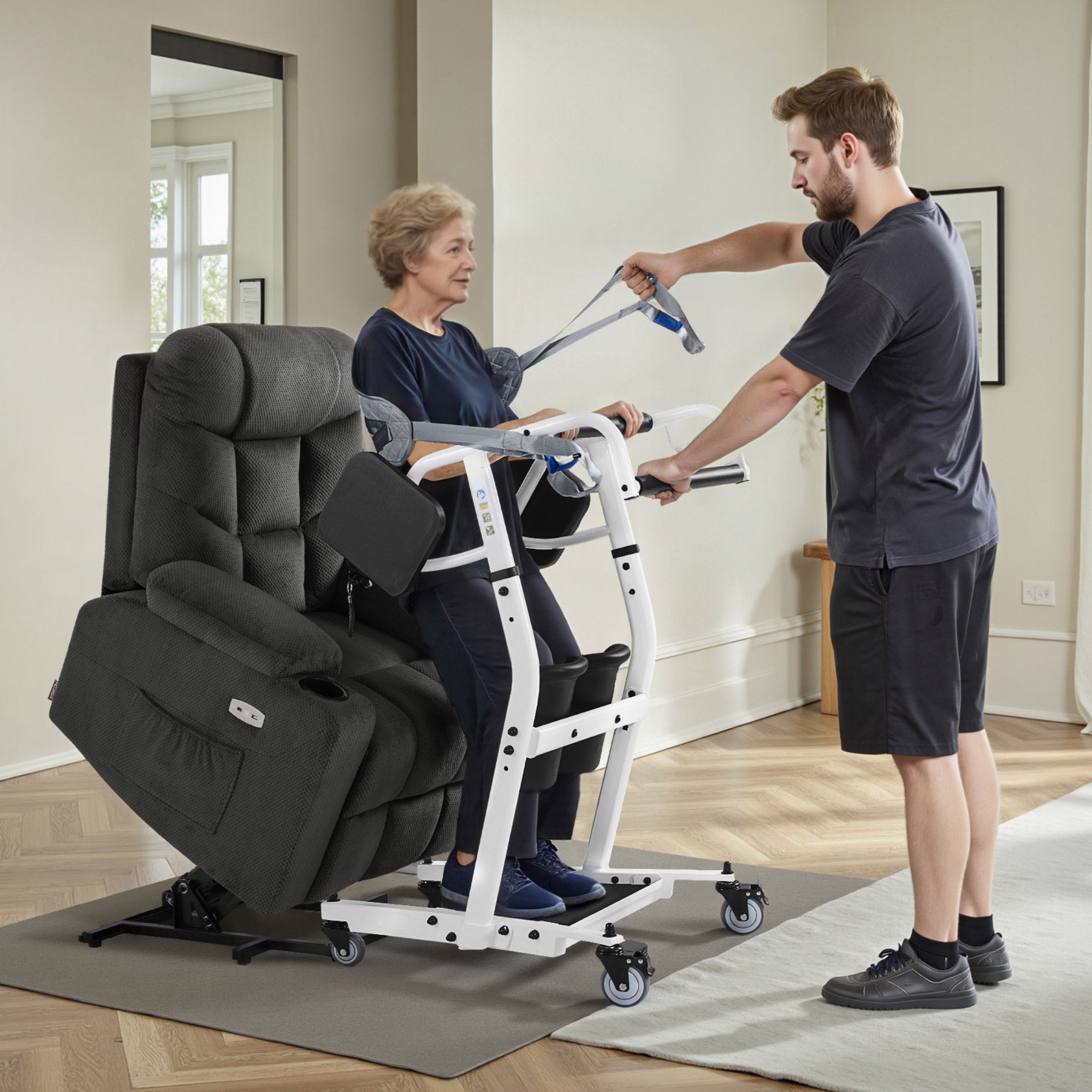 Patiëntenlift Opstahulp Senioren, Transferhulp tot 180KG, 86*64*118 CM – foto 11