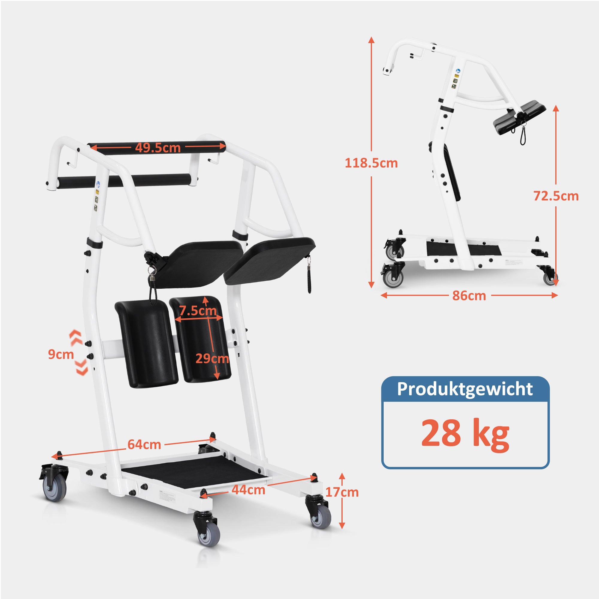 Patiëntenlift Opstahulp Senioren, Transferhulp tot 180KG, 86*64*118 CM – foto 9