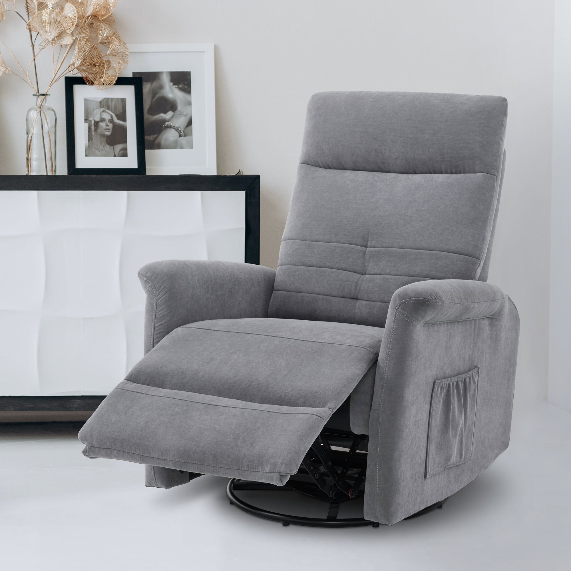 relaxfauteuil TV-fauteuil met handmatige ligfunctie, schommel- & draaifunctie, 360° draaibaar, woon-/slaapkamer, 7011 – foto 5