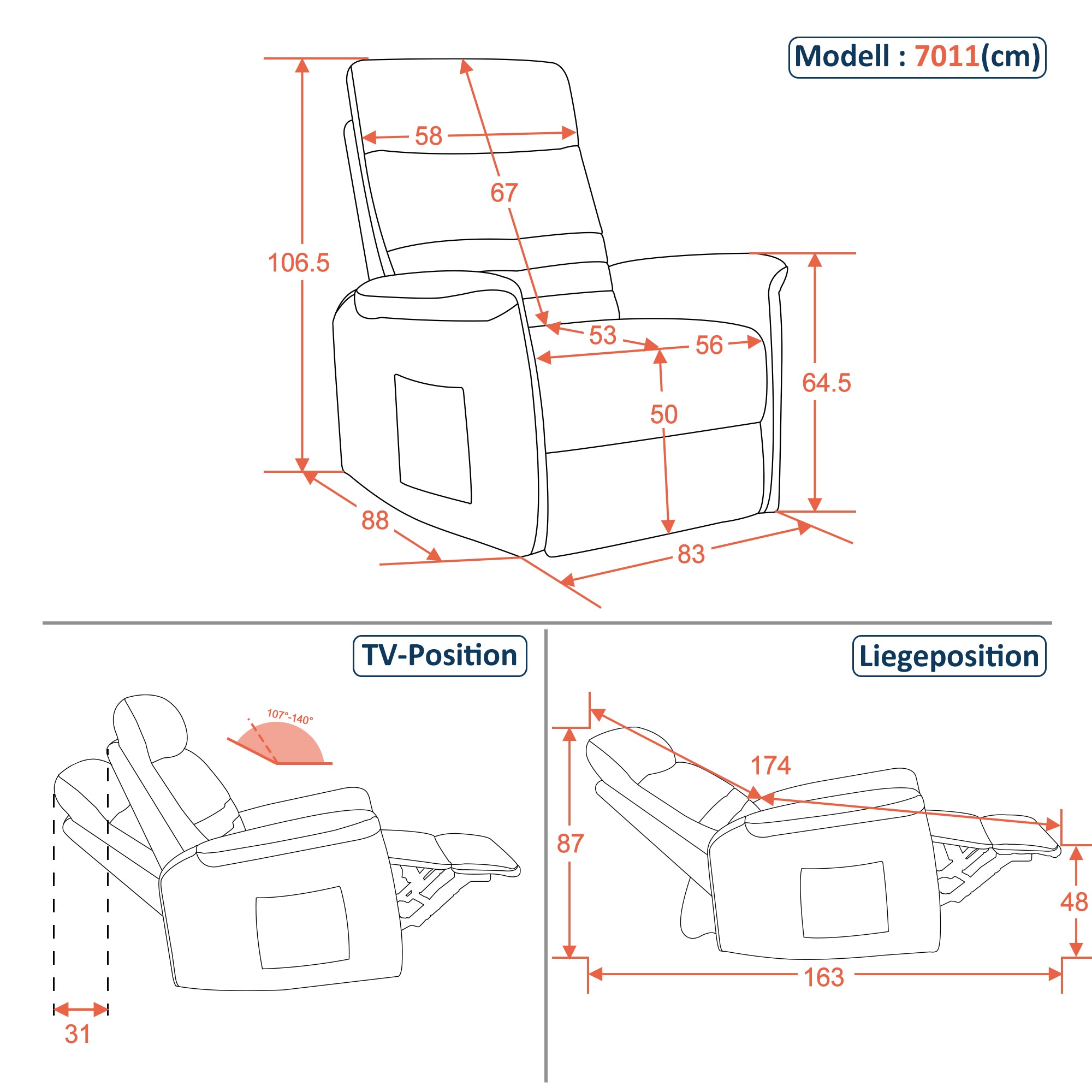 relaxfauteuil TV-fauteuil met handmatige ligfunctie, schommel- & draaifunctie, 360° draaibaar, woon-/slaapkamer, 7011 – foto 7