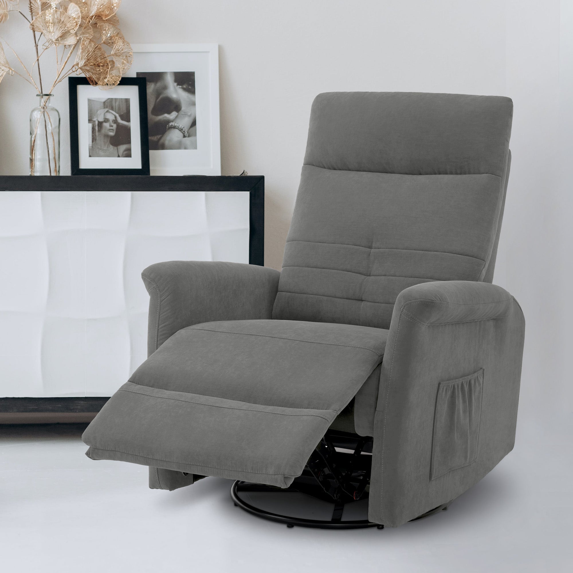 relaxfauteuil TV-fauteuil met handmatige ligfunctie, schommel- & draaifunctie, 360° draaibaar, woon-/slaapkamer, 7011 – foto 8