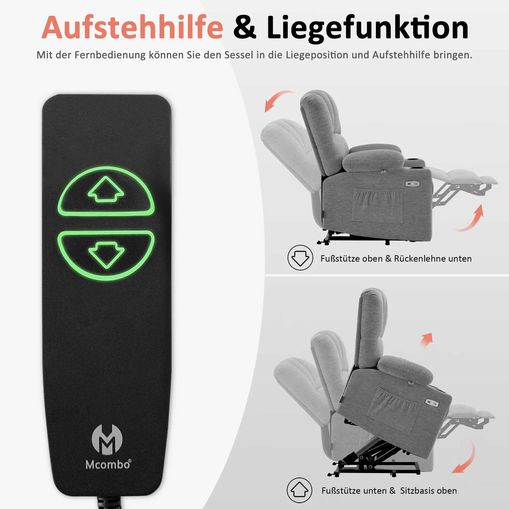 Elektrische Relaxfauteuil met Opstahulp & Massage, USB, voor Ouderen – foto 11