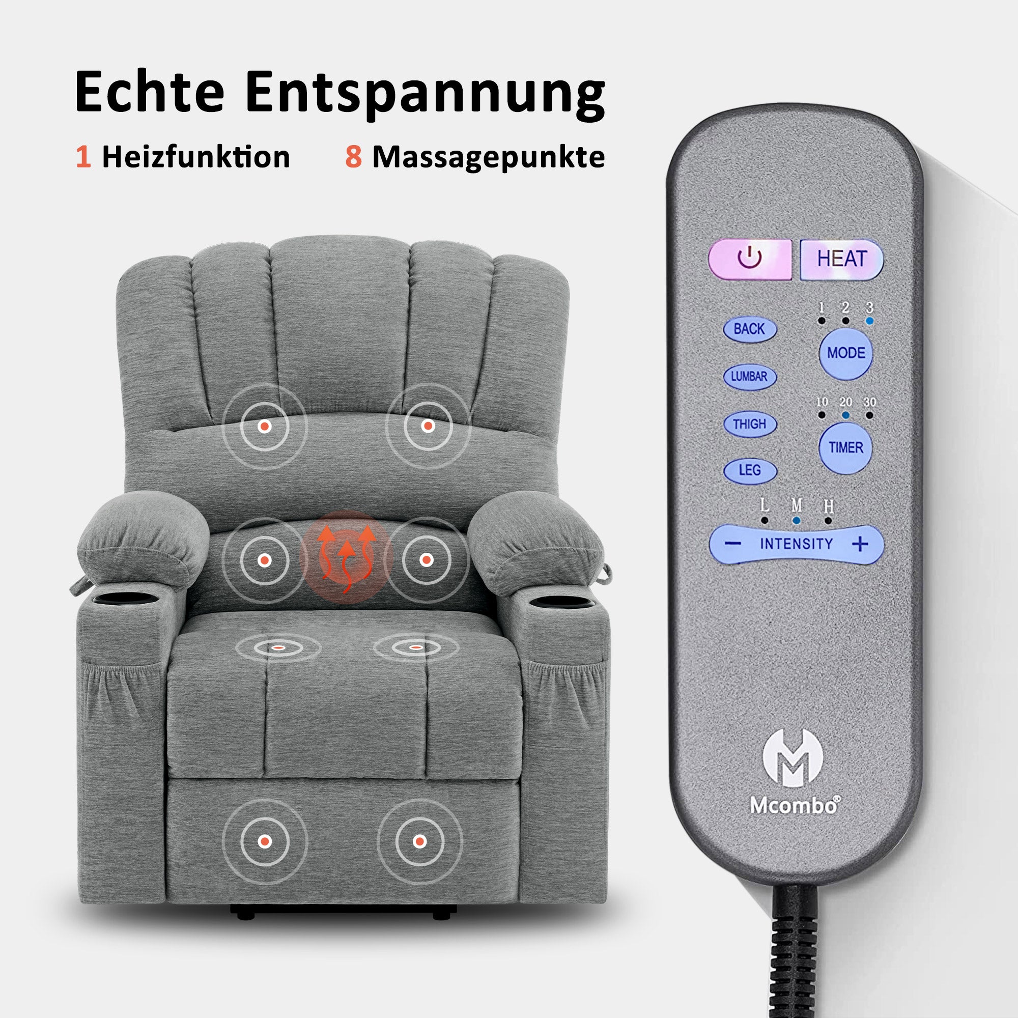 Elektrische Relaxfauteuil met Opstahulp & Massage, USB, voor Ouderen – foto 12
