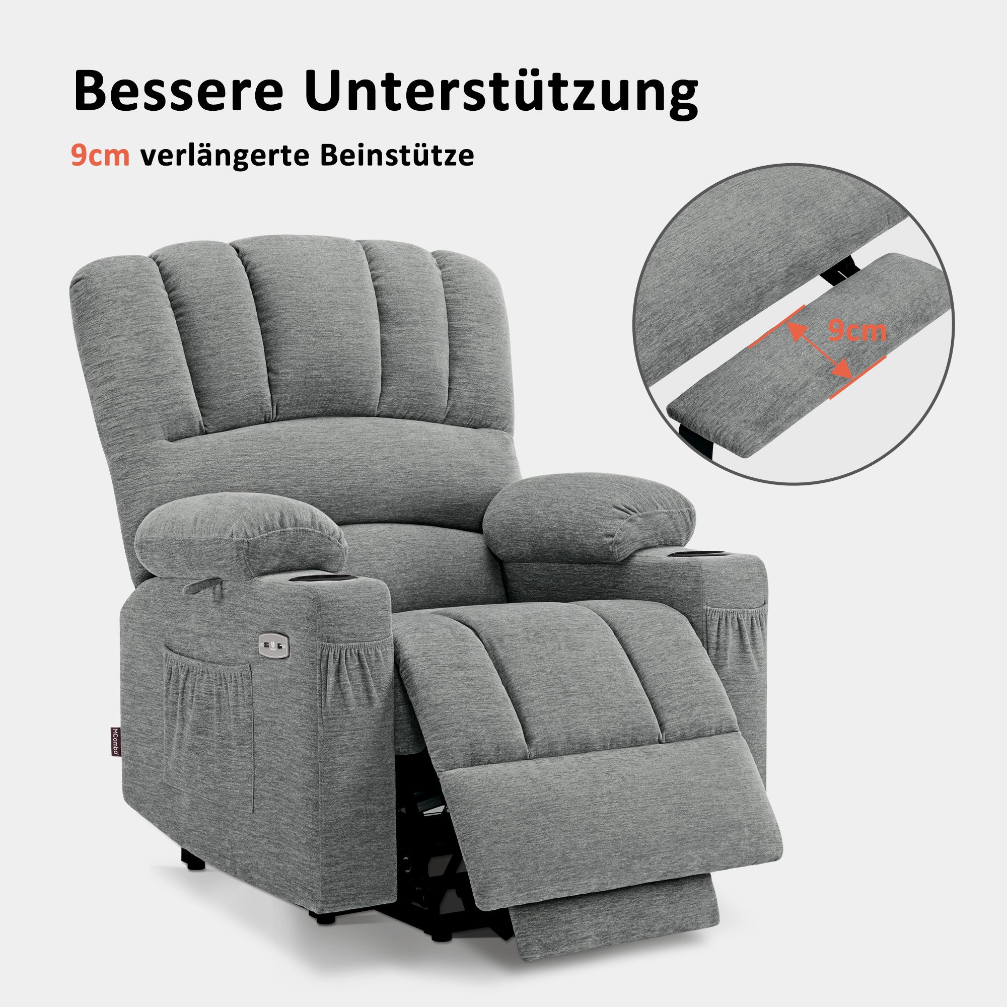 Elektrische Relaxfauteuil met Opstahulp & Massage, USB, voor Ouderen – foto 13