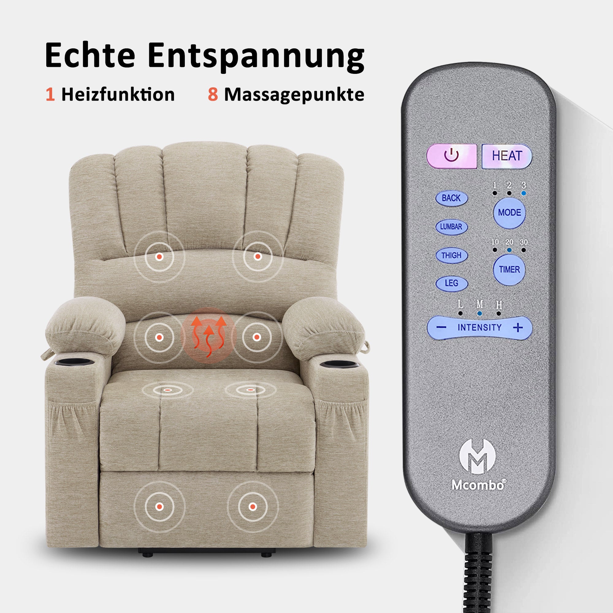 Elektrische Relaxfauteuil met Opstahulp & Massage, USB, voor Ouderen – foto 19