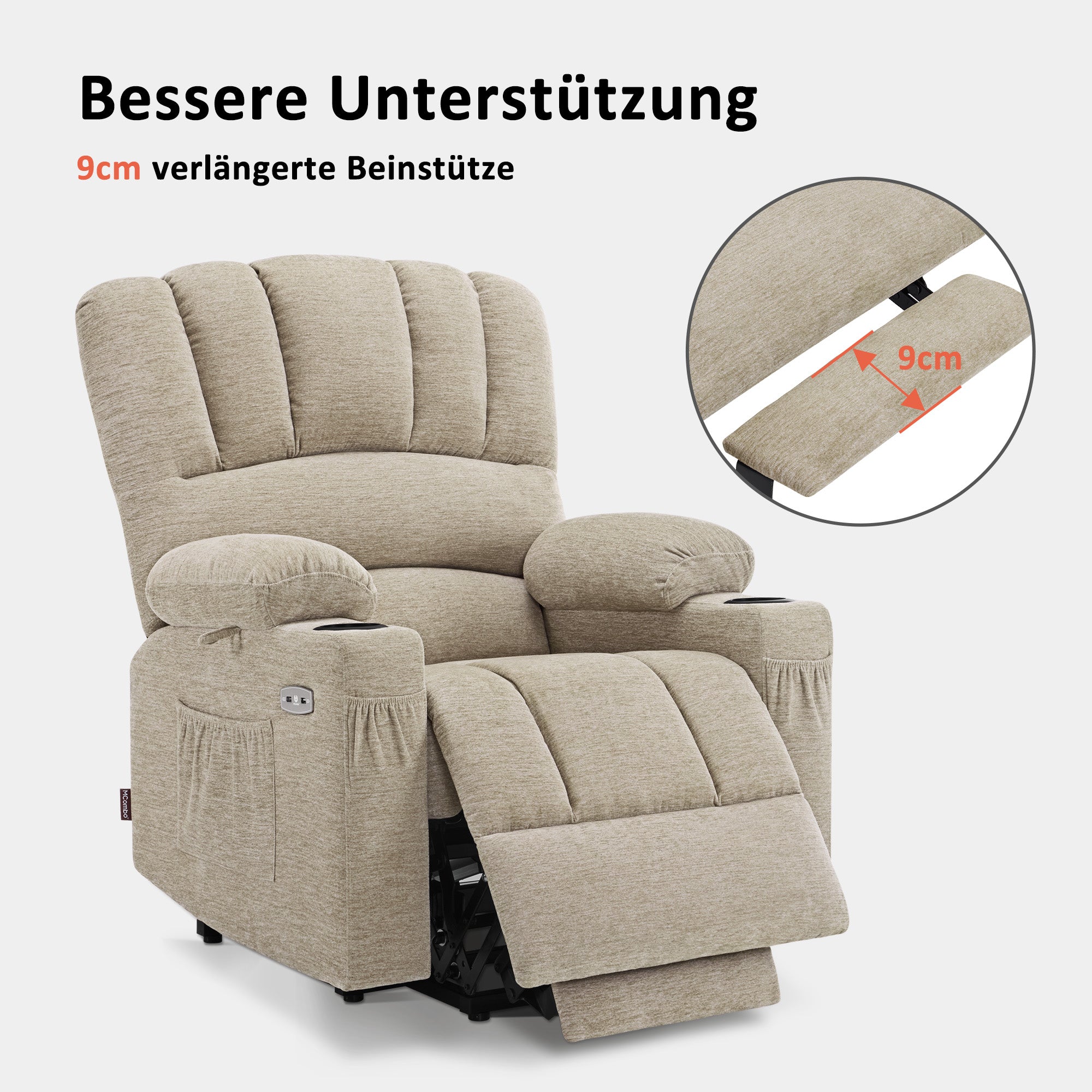 Elektrische Relaxfauteuil met Opstahulp & Massage, USB, voor Ouderen – foto 20