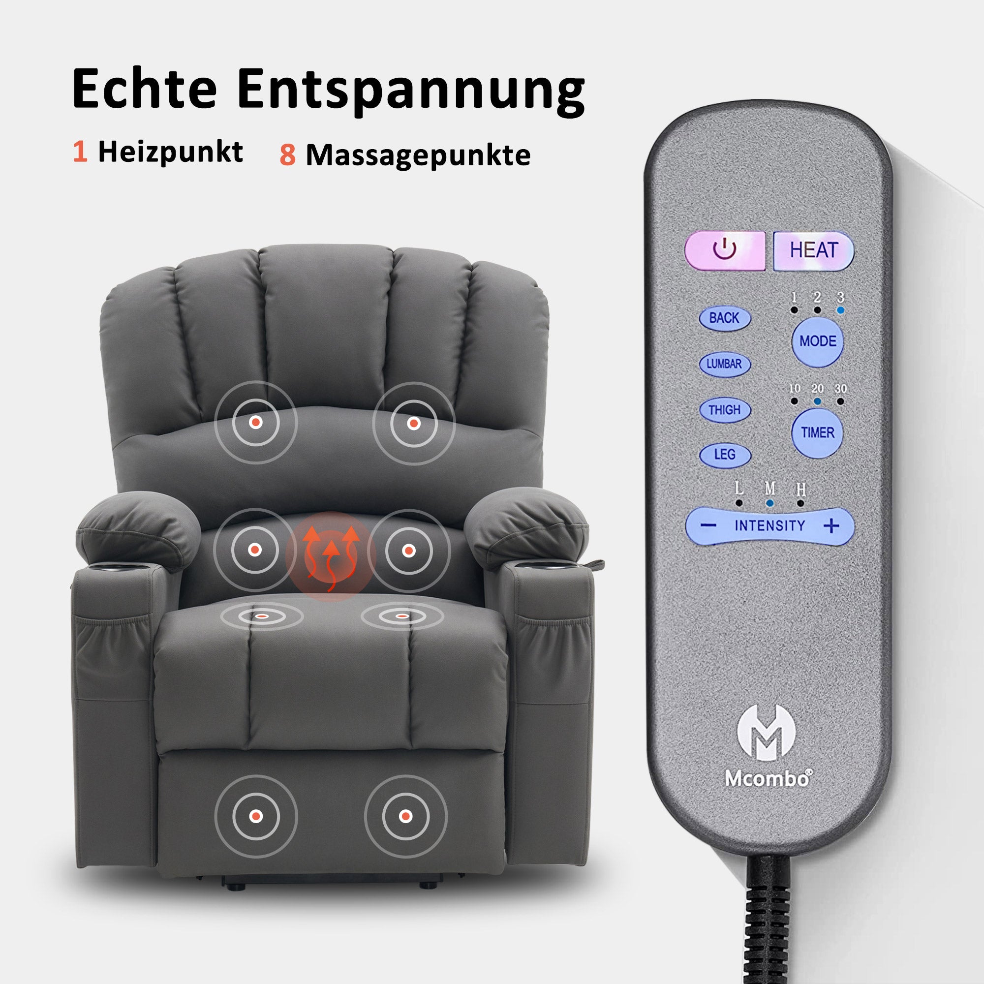 Elektrische Relaxfauteuil met Opstahulp & Massage, USB, voor Ouderen – foto 4