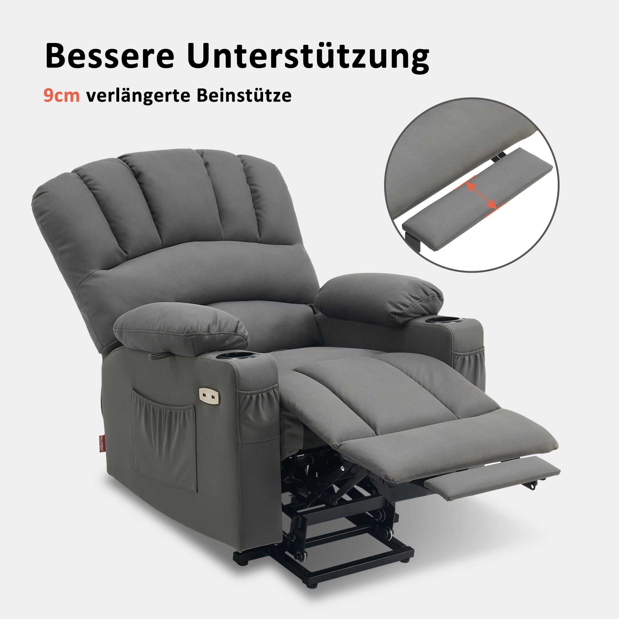 Elektrische Relaxfauteuil met Opstahulp & Massage, USB, voor Ouderen – foto 5