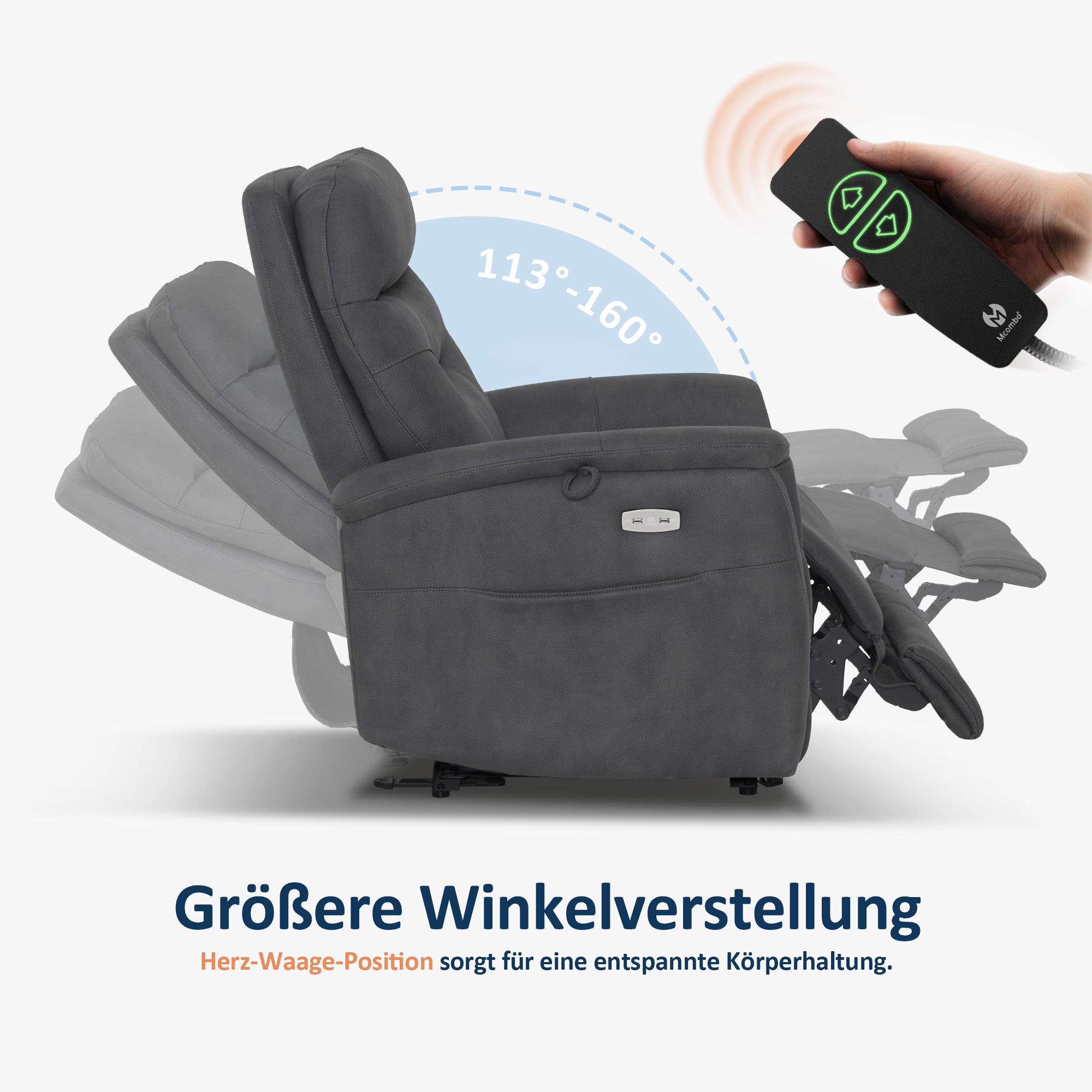 Elektrisch verstelbare relaxfauteuil, TV-stoel met USB & zijvak, 7077 – foto 11