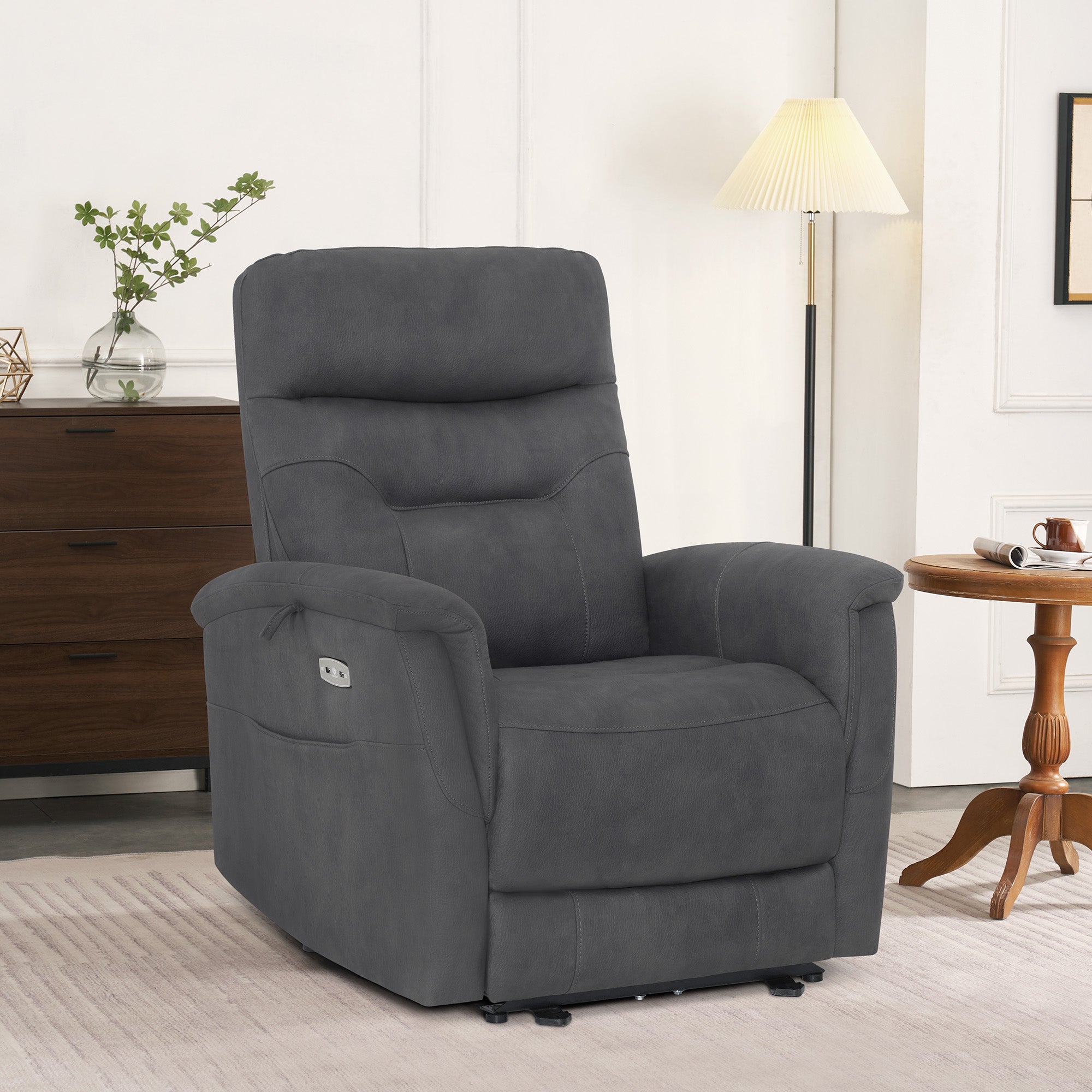 Elektrisch verstelbare relaxfauteuil, TV-stoel met USB & zijvak, 7077 – foto 13