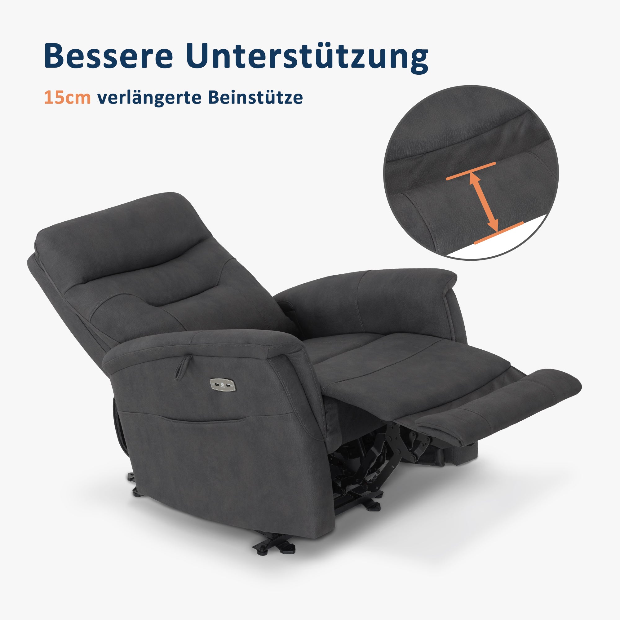 Elektrisch verstelbare relaxfauteuil, TV-stoel met USB & zijvak, 7077 – foto 15