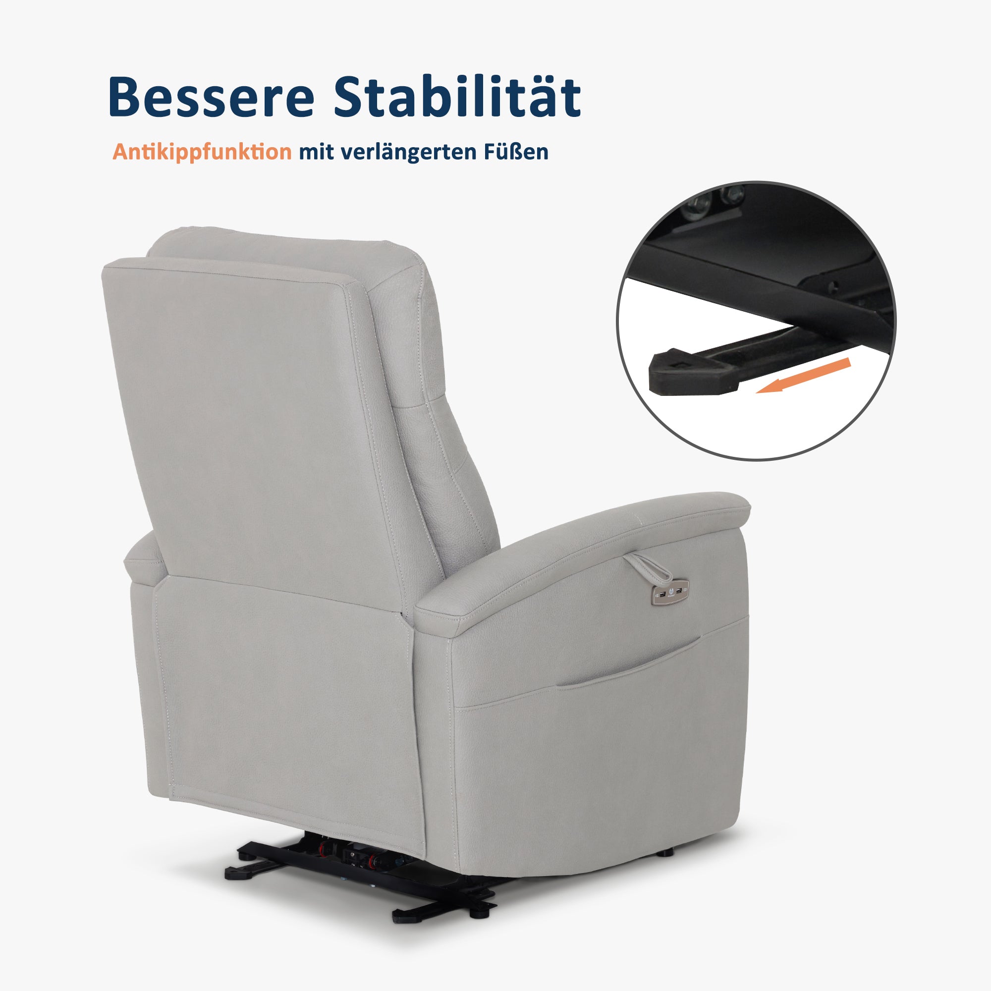 Elektrisch verstelbare relaxfauteuil, TV-stoel met USB & zijvak, 7077 – foto 4