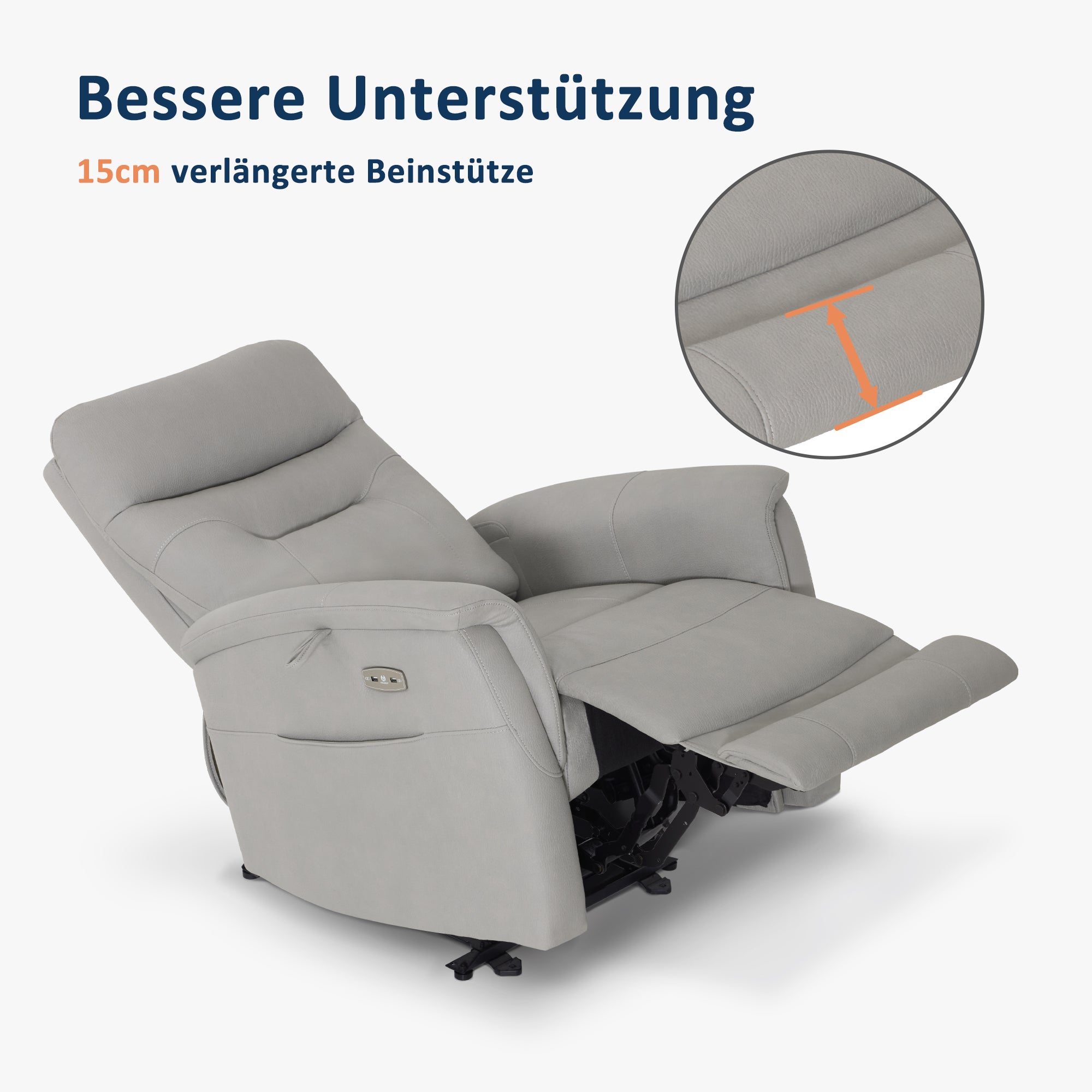 Elektrisch verstelbare relaxfauteuil, TV-stoel met USB & zijvak, 7077 – foto 5