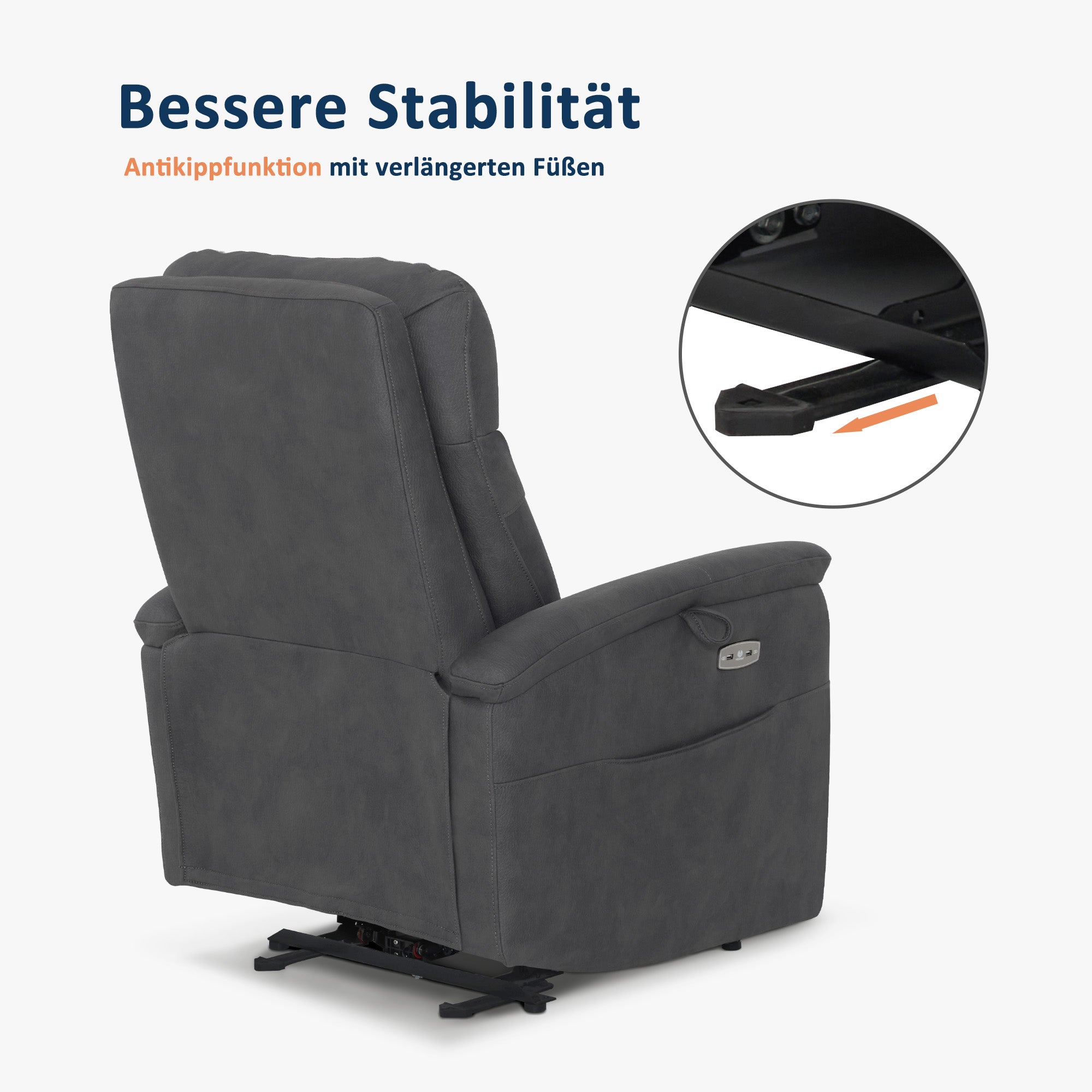 Elektrisch verstelbare relaxfauteuil, TV-stoel met USB & zijvak, 7077 – foto 9