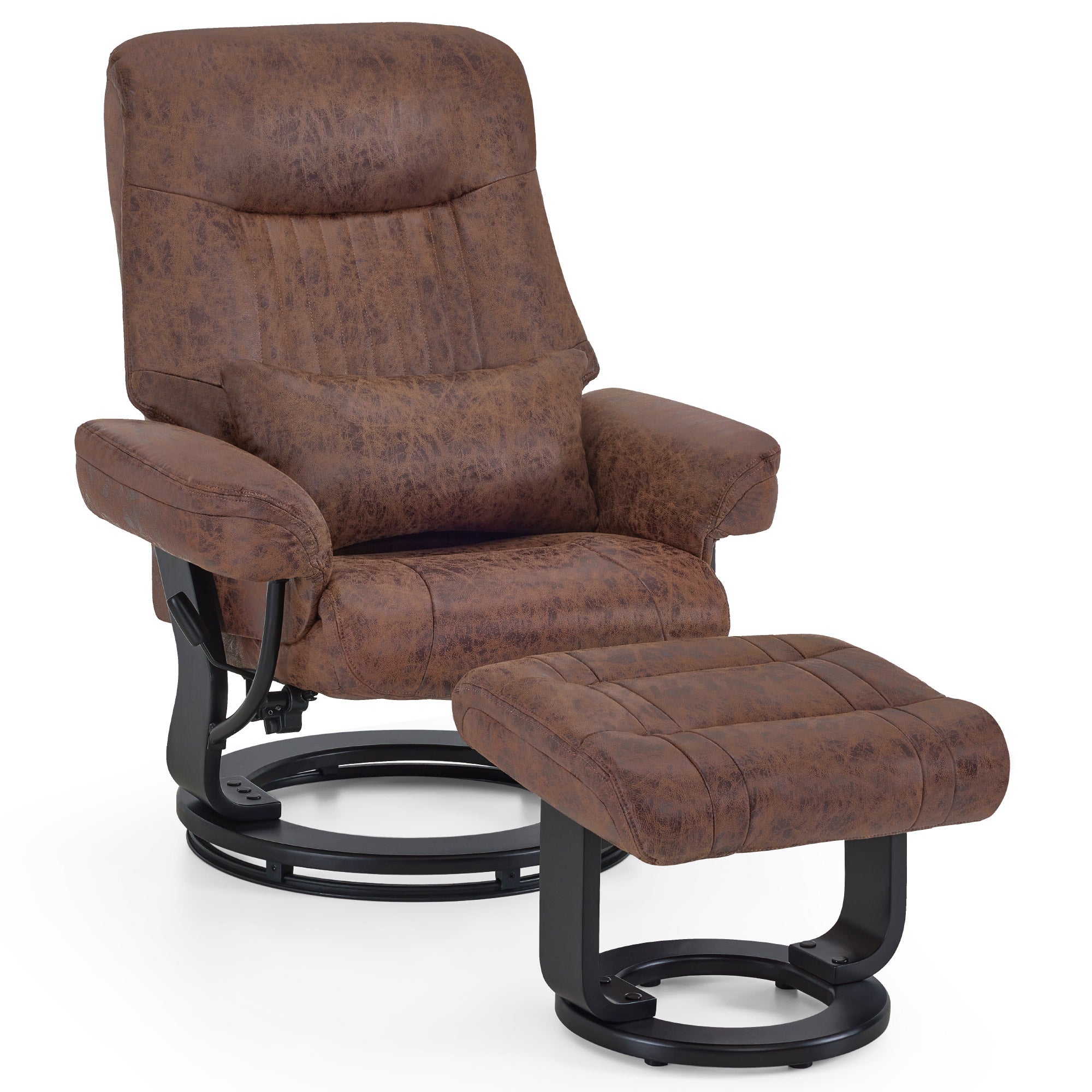 Relaxfauteuil met Hocker - 360° Draaibaar, Kussen & Zaktas, tot 120 kg (9035) – foto 1